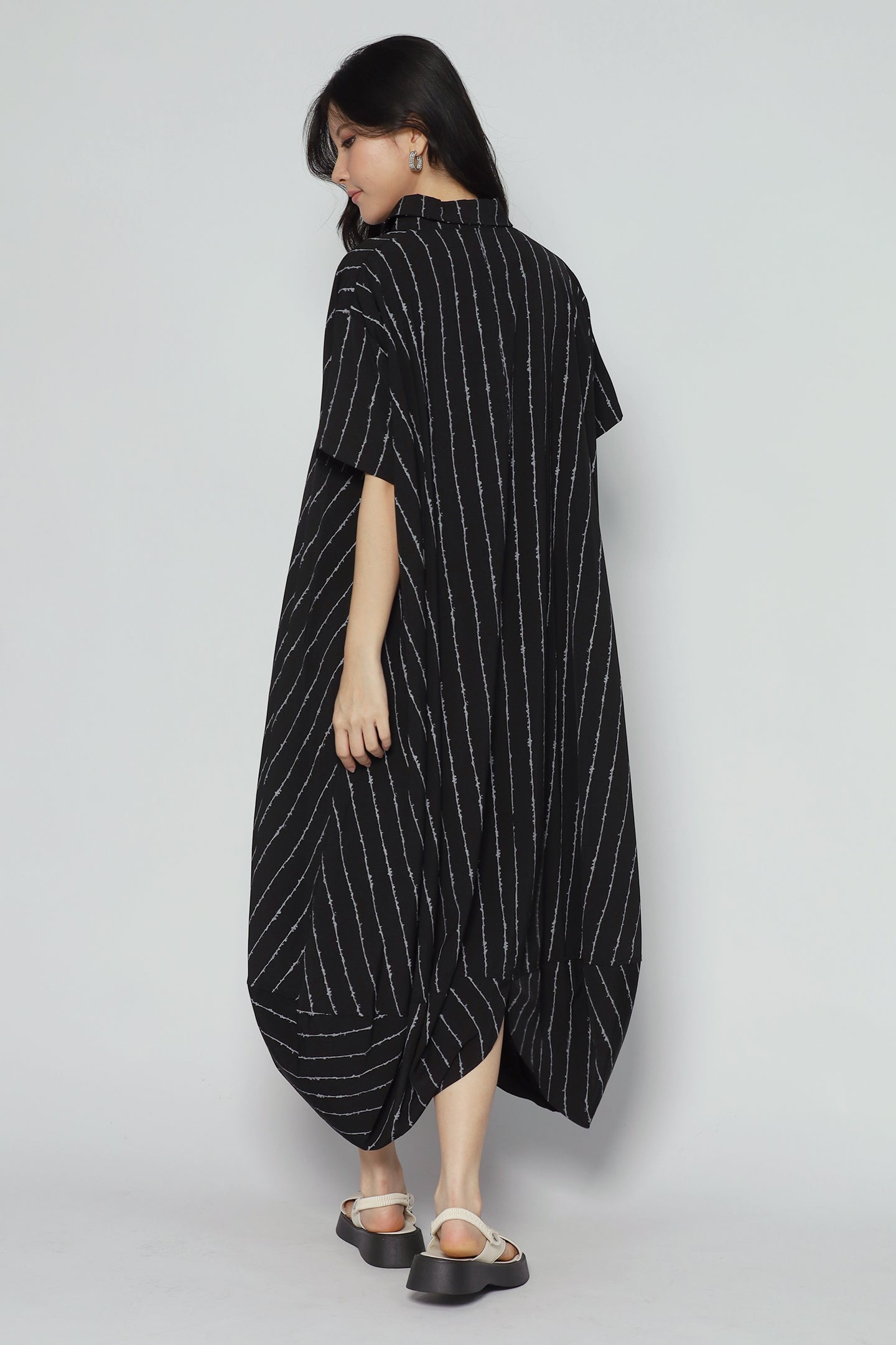 Eunwoo Pinstripes Dress in Black