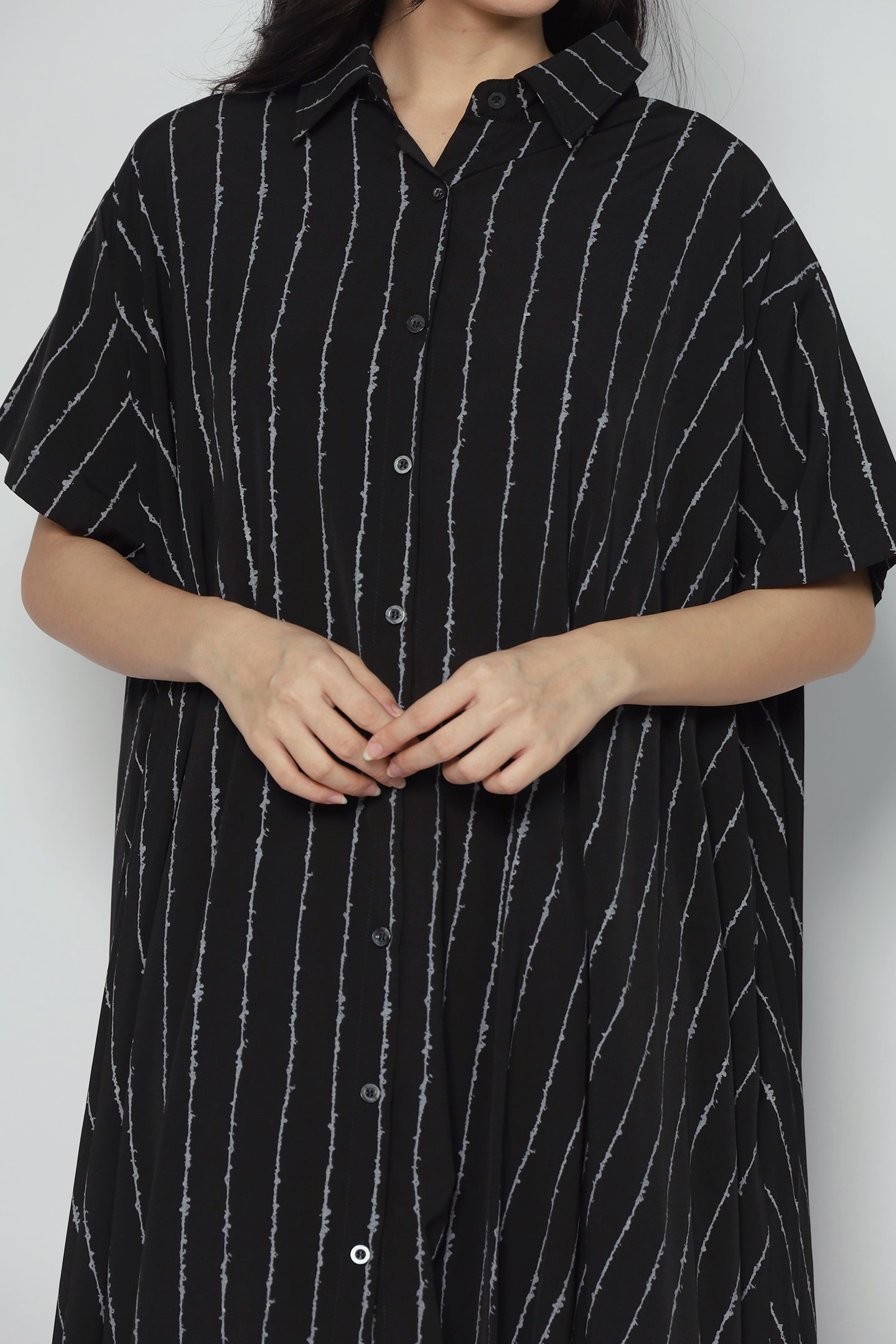 Eunwoo Pinstripes Dress in Black