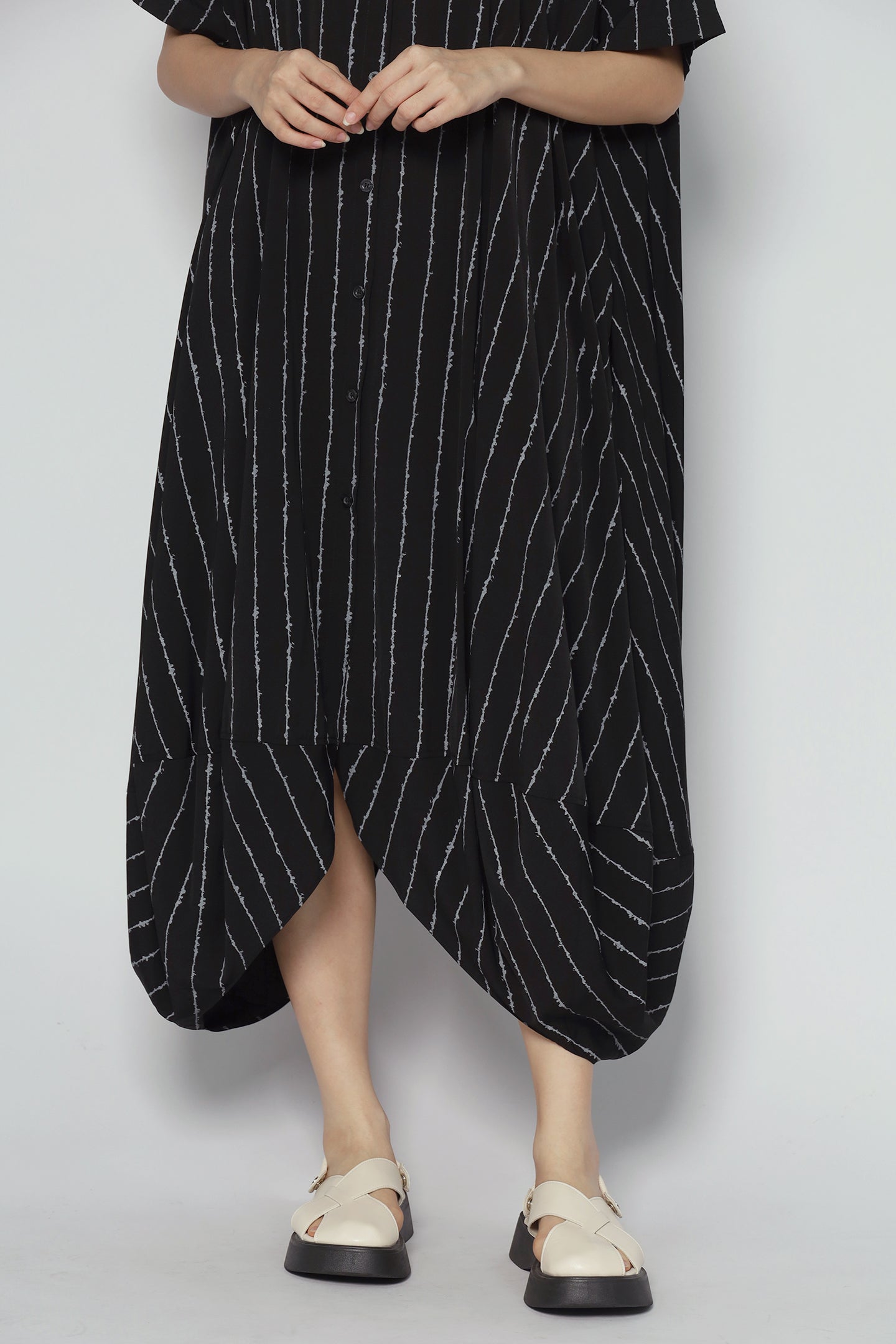 Eunwoo Pinstripes Dress in Black