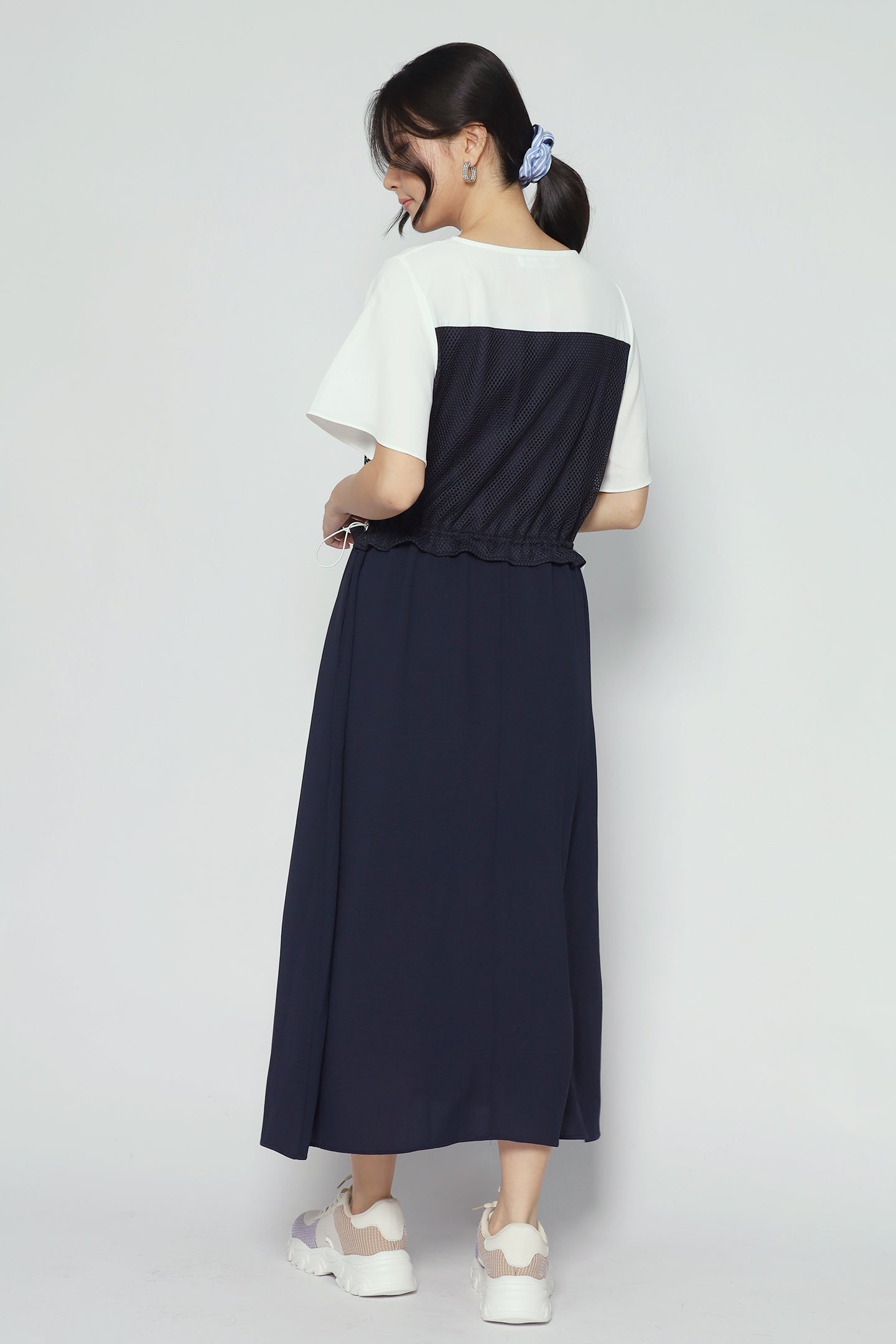 Flicka Netted Dress in Navy