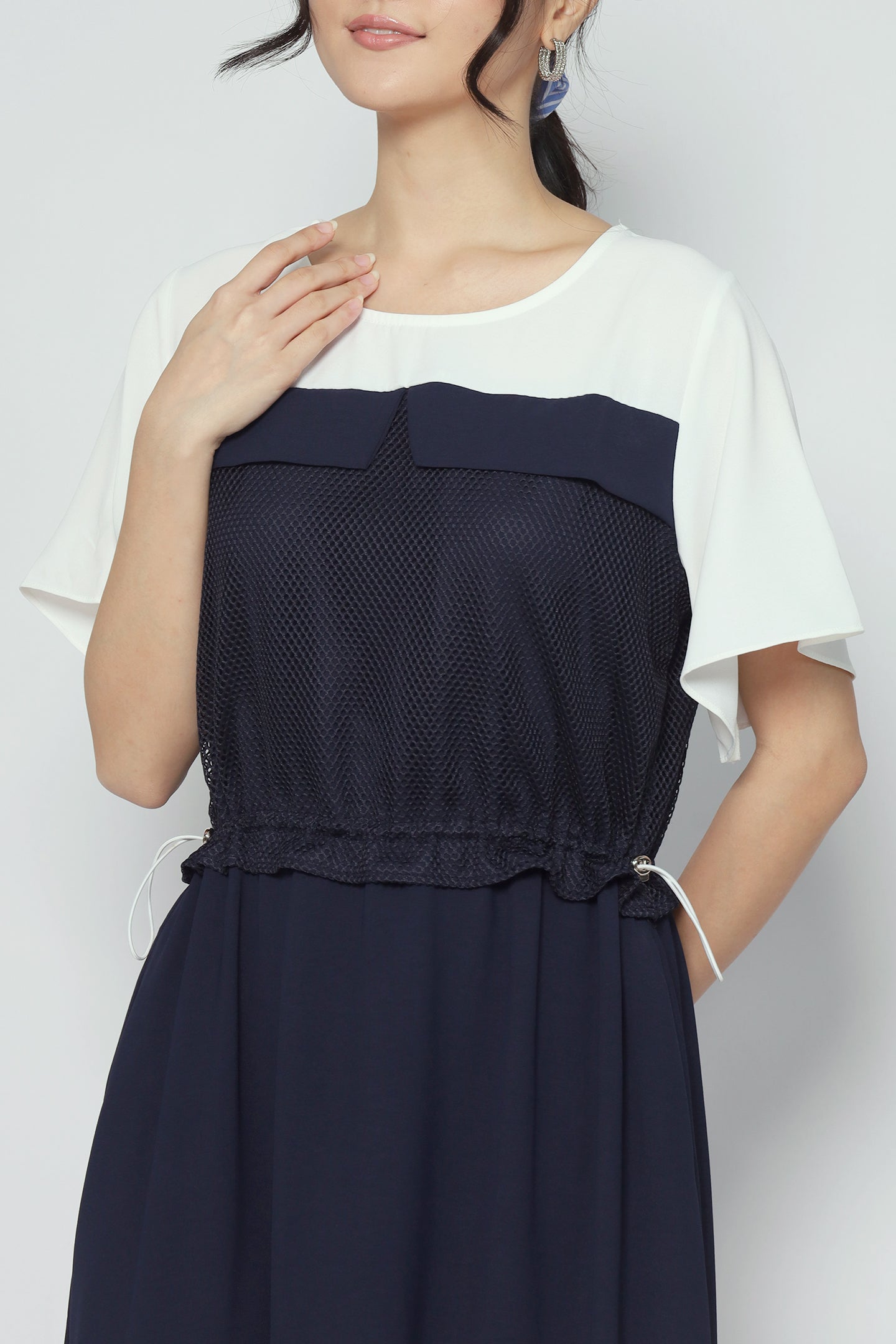 Flicka Netted Dress in Navy