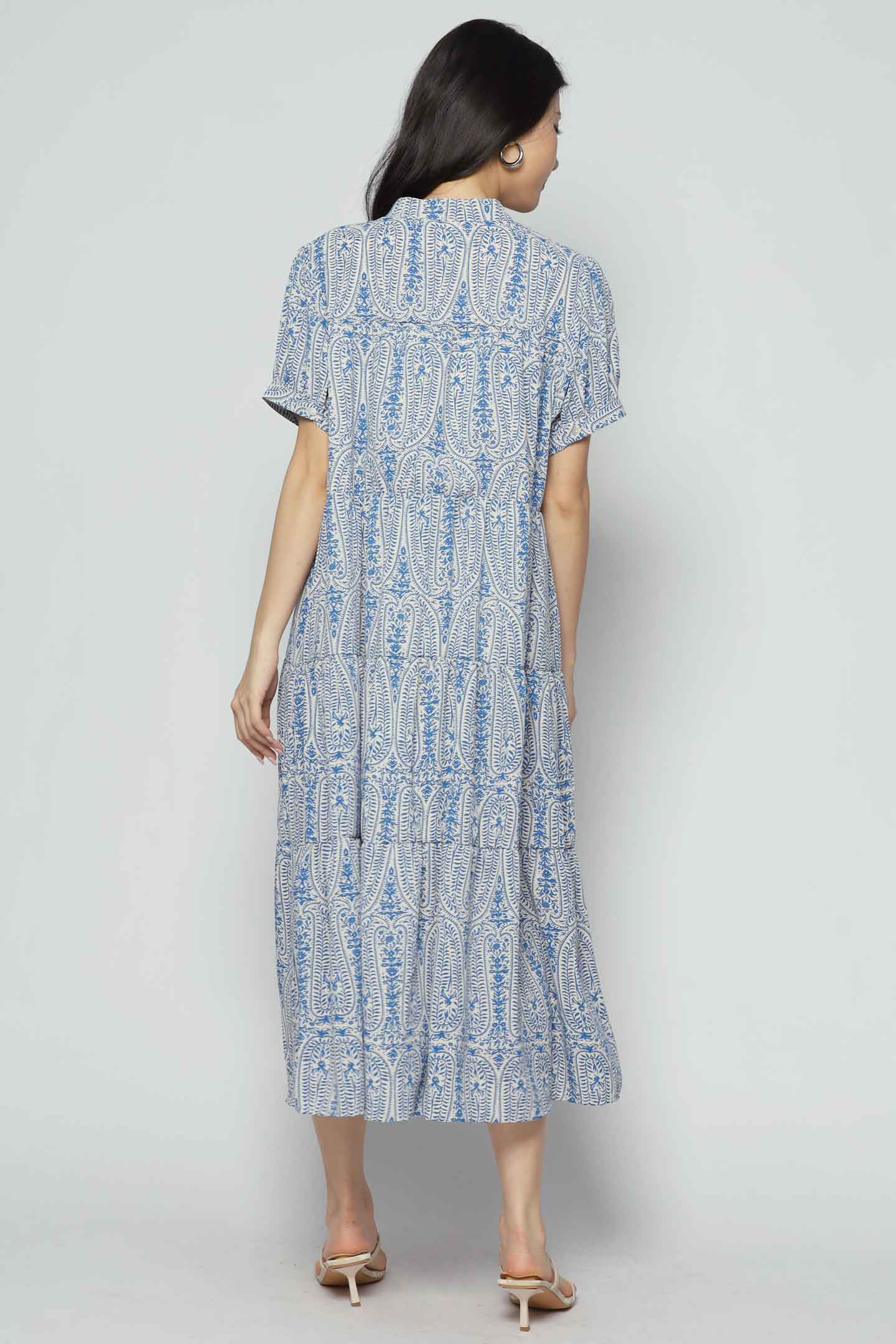 Fifi Dress in Blue Paisley