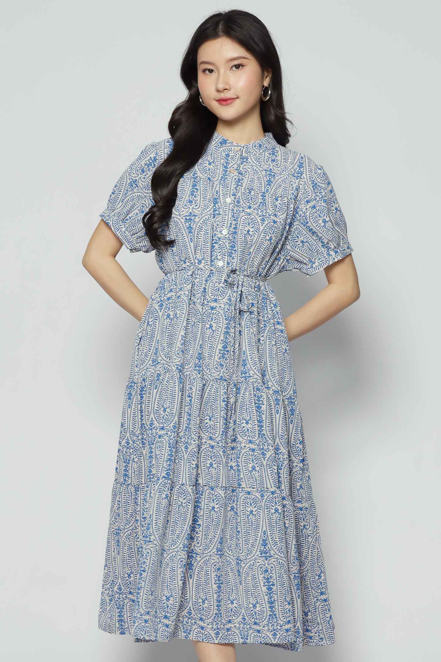 Fifi Dress in Blue Paisley