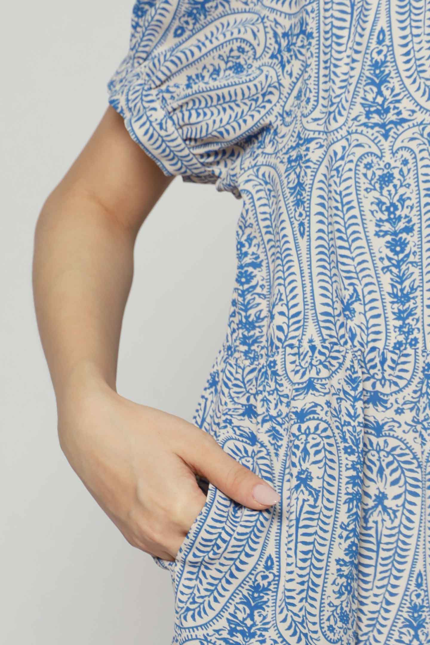 Fifi Dress in Blue Paisley