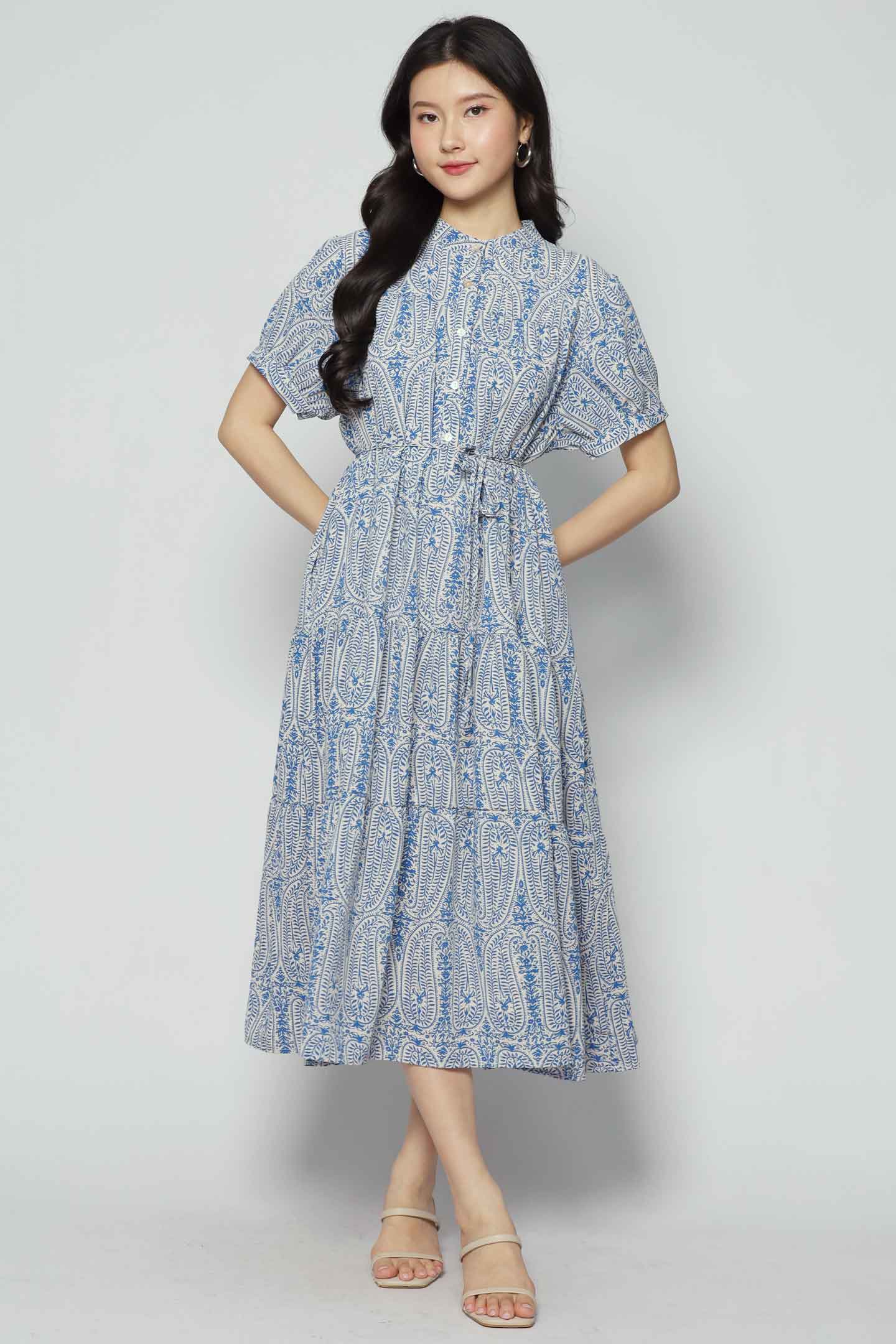 Fifi Dress in Blue Paisley