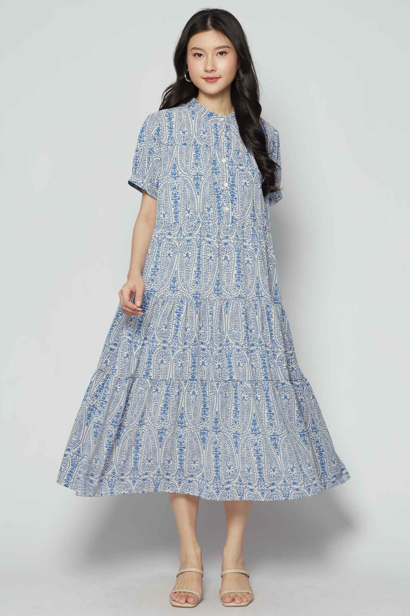 Fifi Dress in Blue Paisley