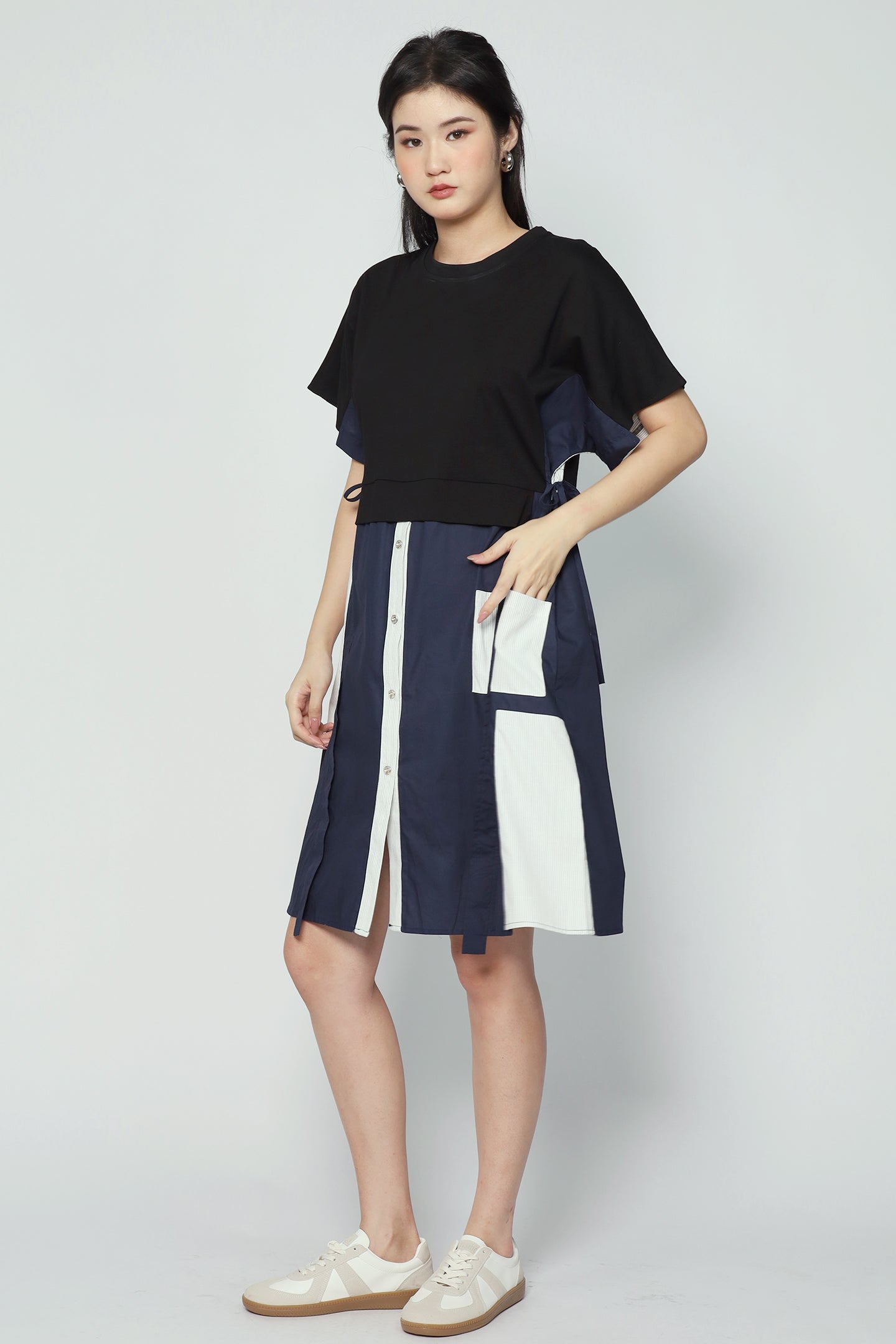 Gideon Dress in Black Blue