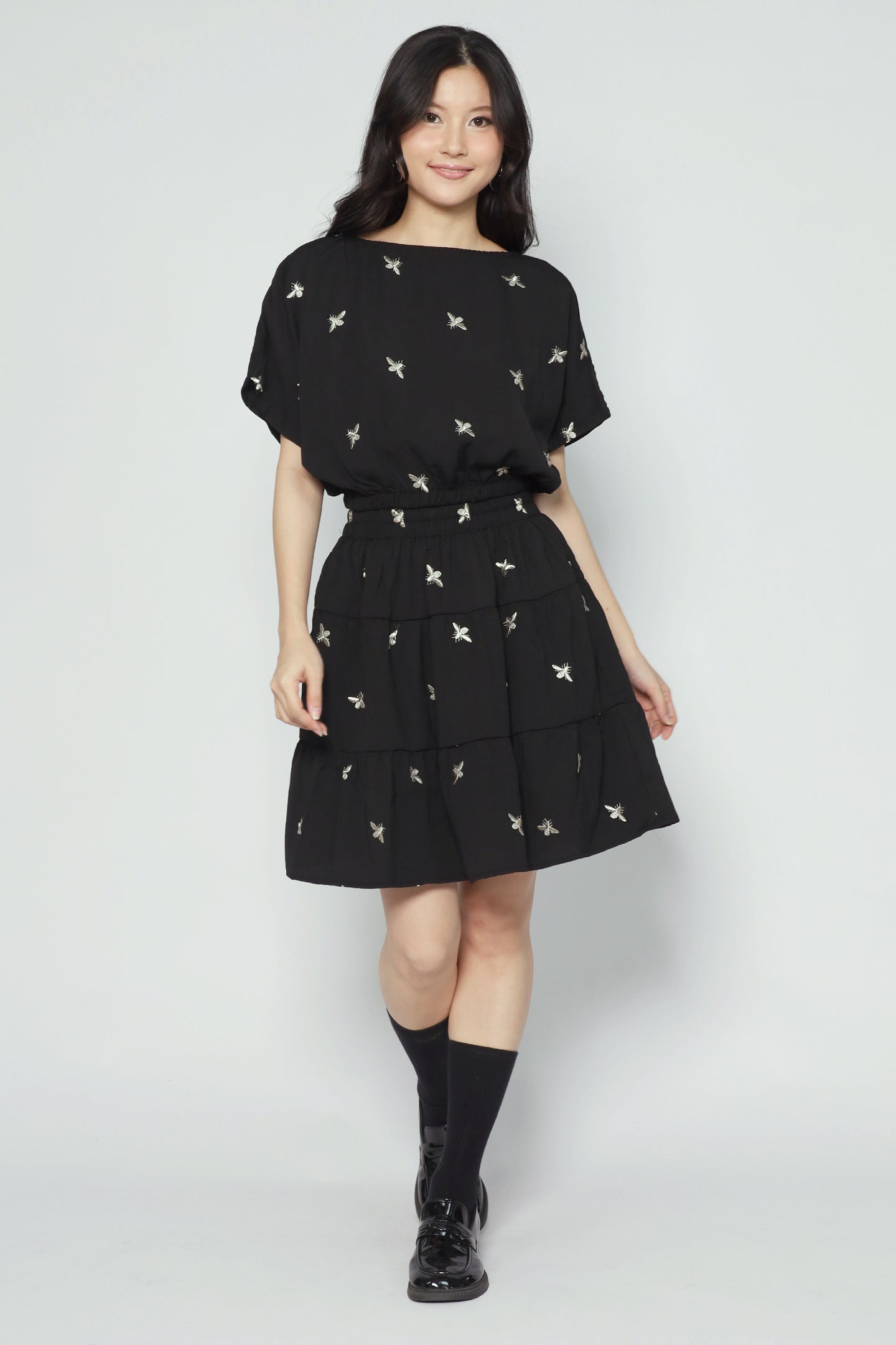 Gem 2 in 1 Champagne Bee Top and Skirt Set
