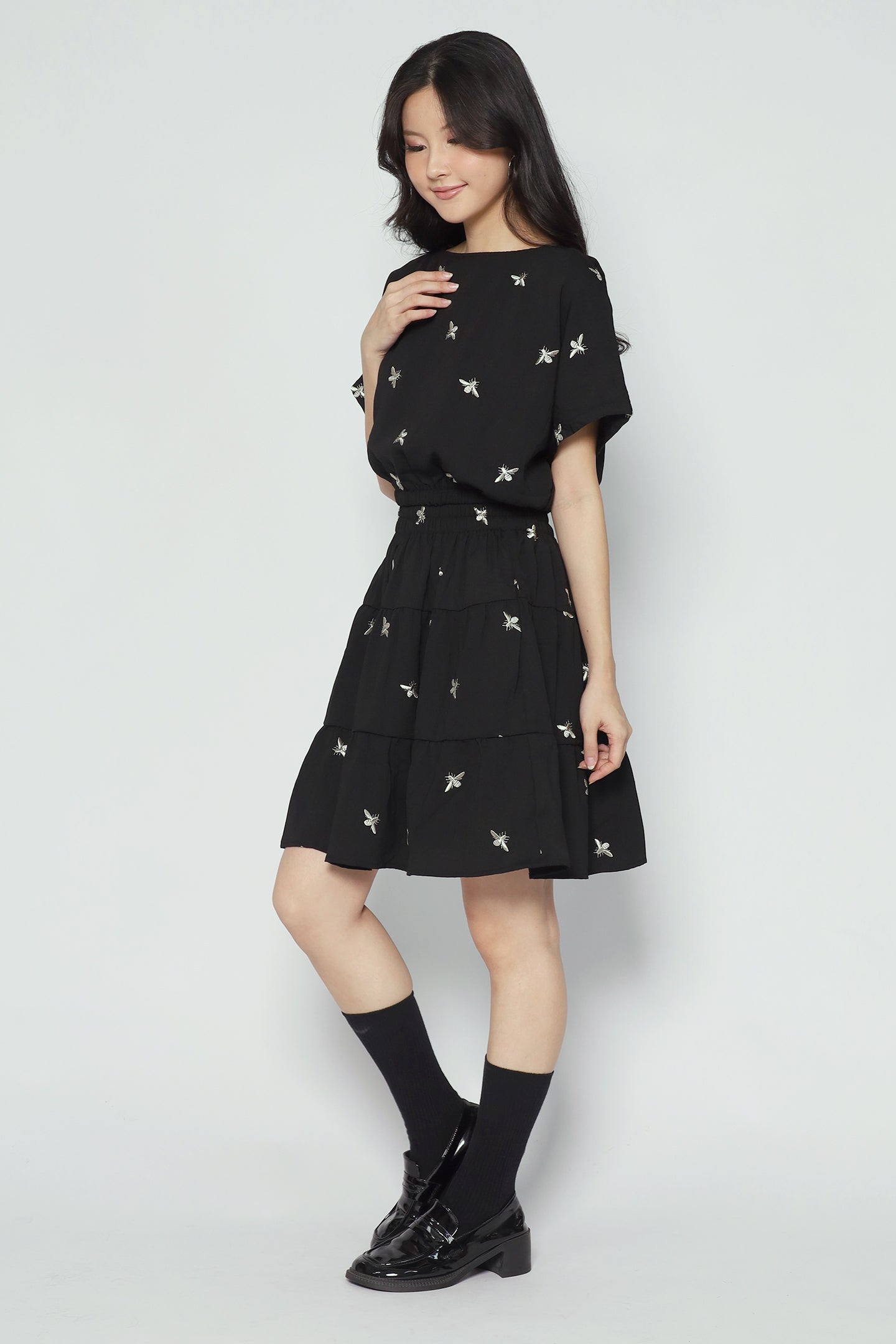 Gem 2 in 1 Champagne Bee Top and Skirt Set
