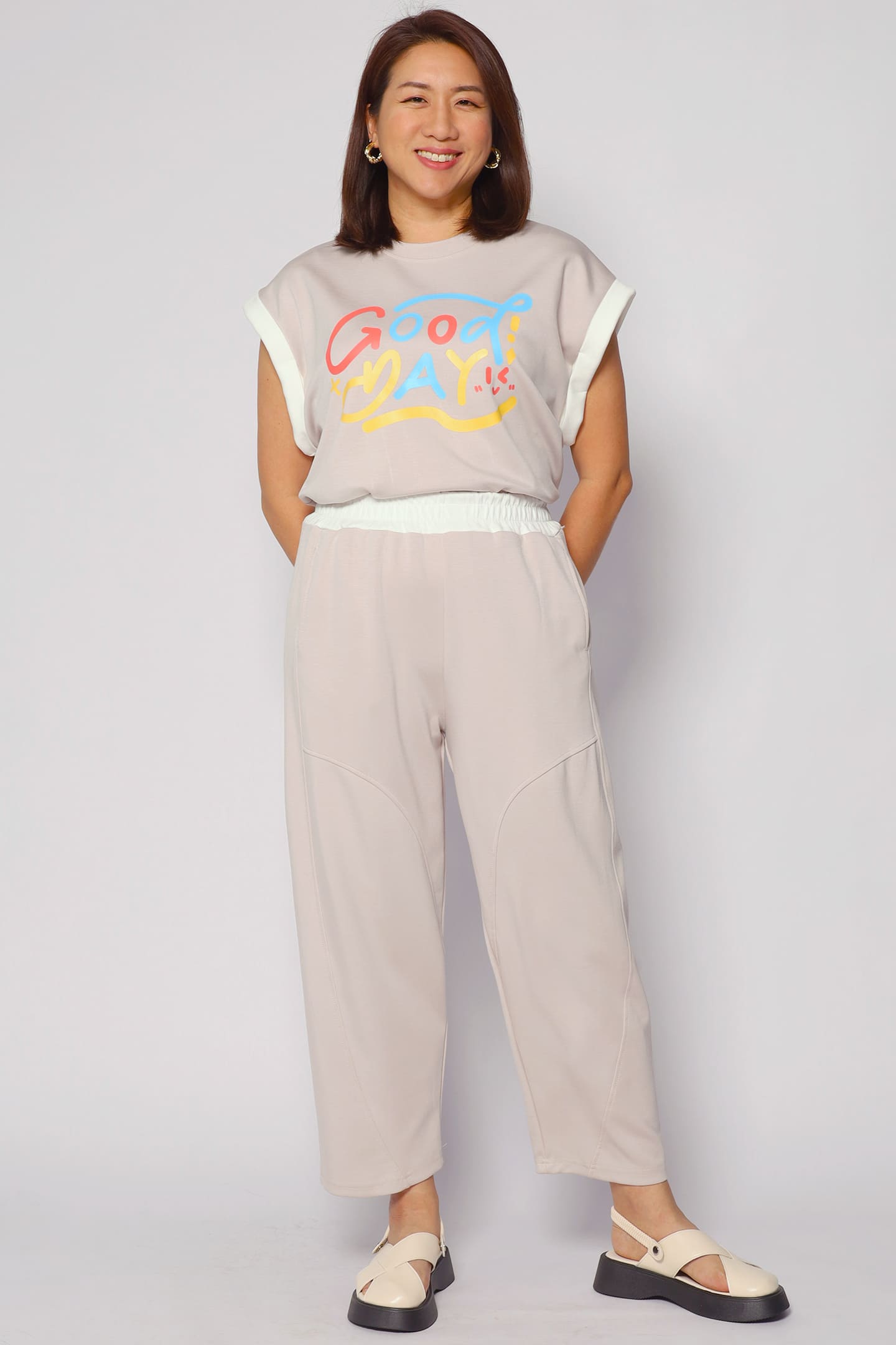 Good Day 2 in 1 Pants Set in Khaki Cream