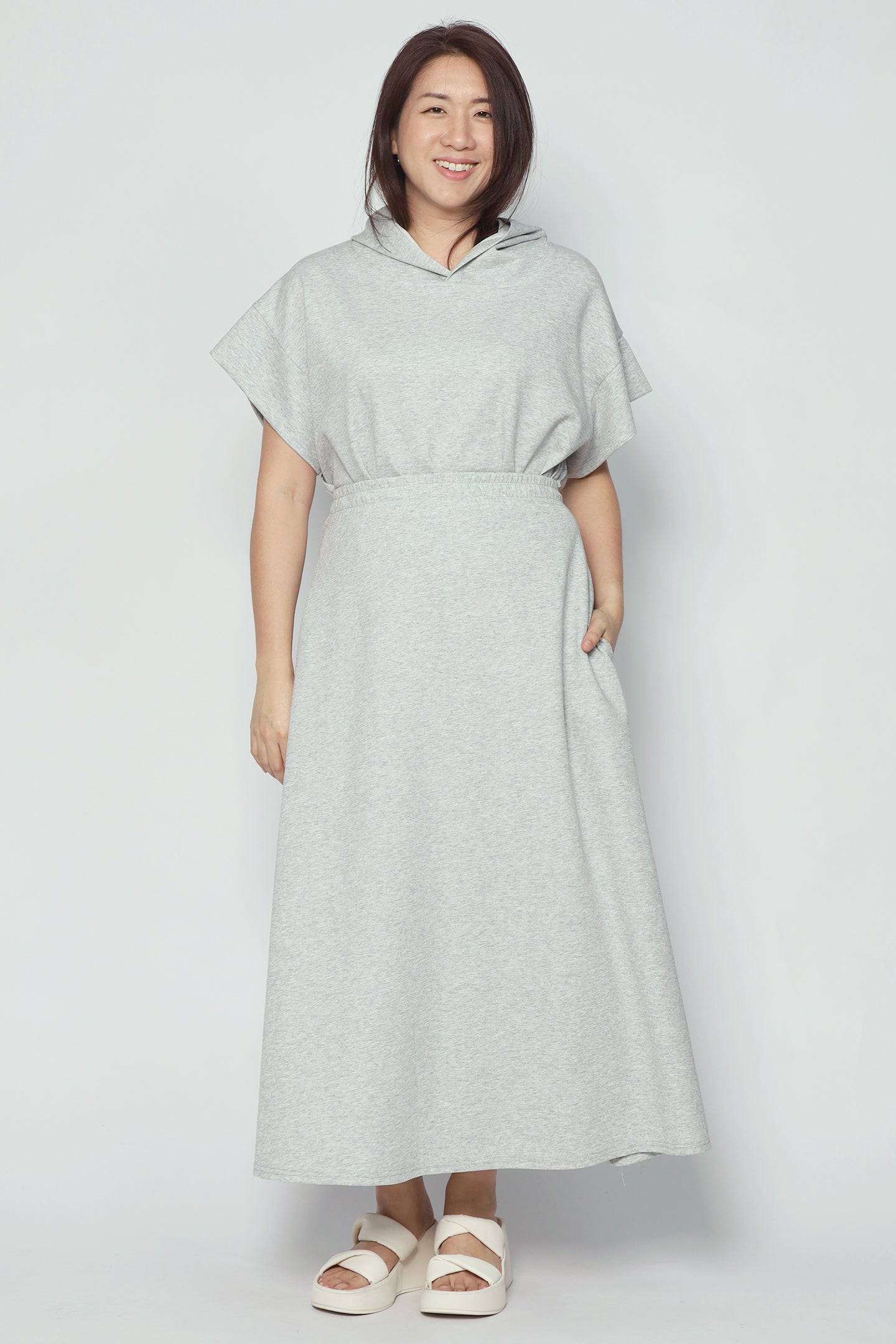 Hanny 2 in 1 Top and Skirt Set in Grey