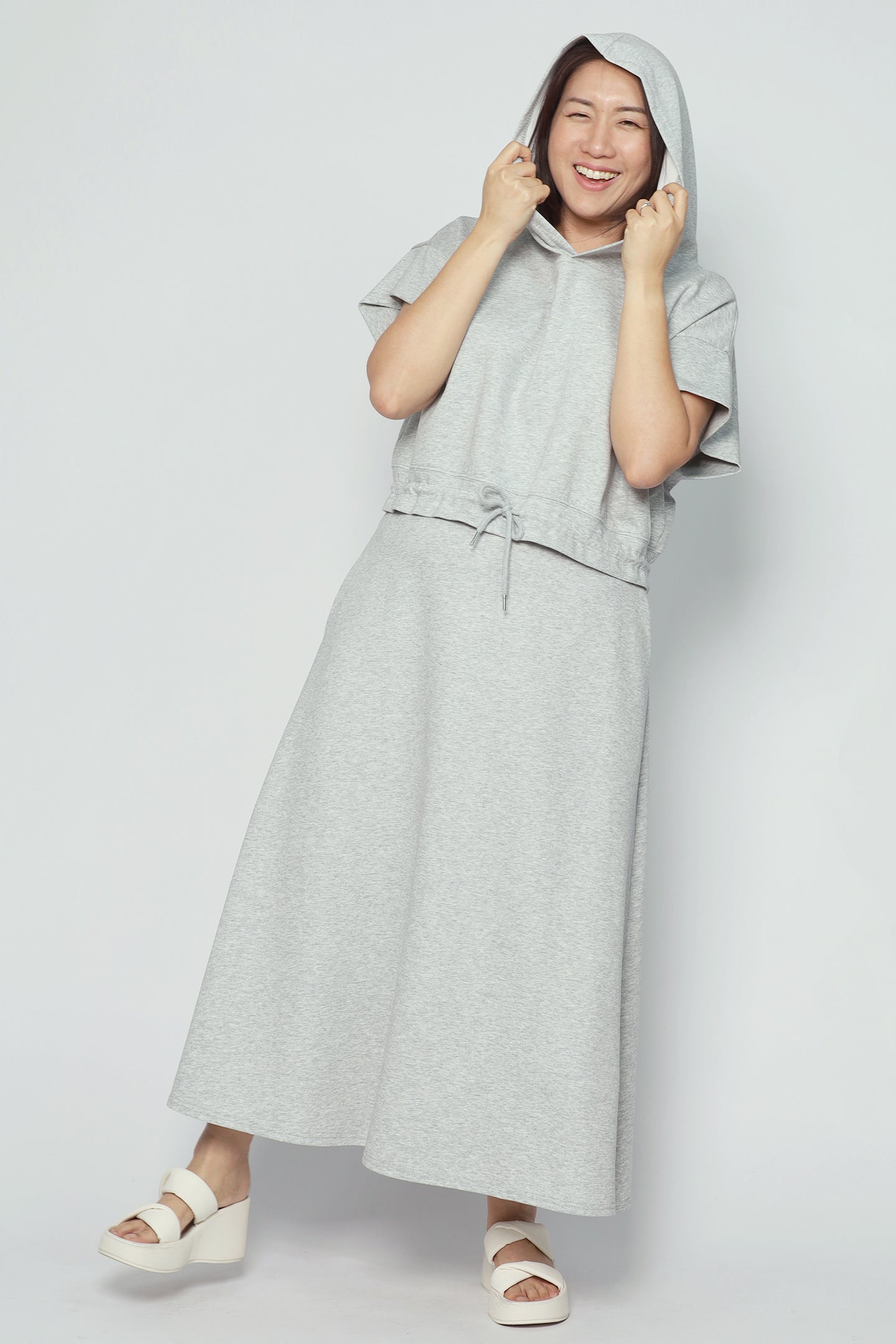 Hanny 2 in 1 Top and Skirt Set in Grey