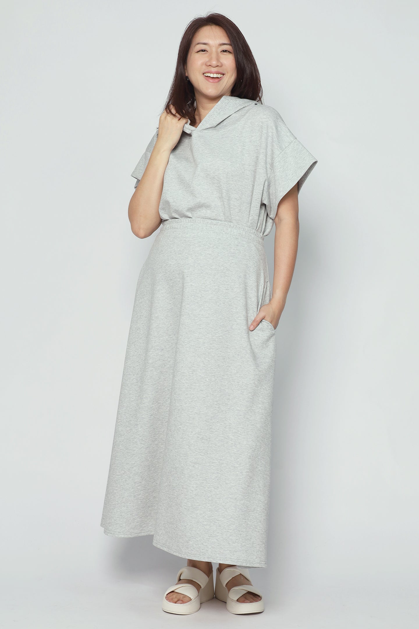 Hanny 2 in 1 Top and Skirt Set in Grey