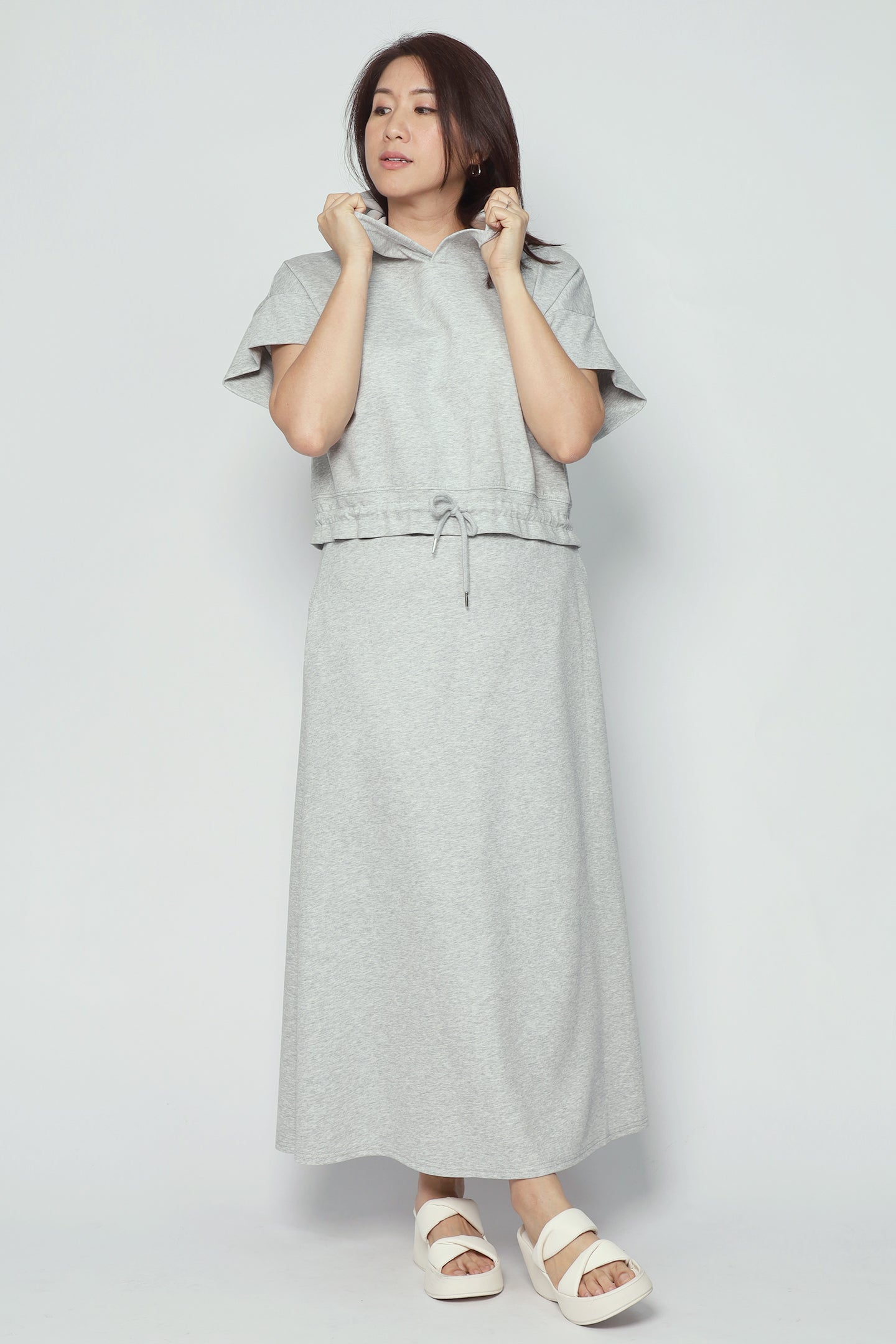 Hanny 2 in 1 Top and Skirt Set in Grey