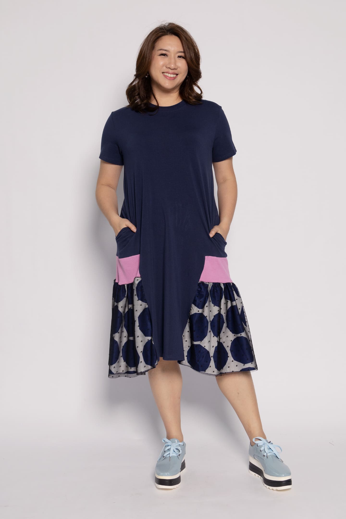 Harlow Dress in Blue Circles