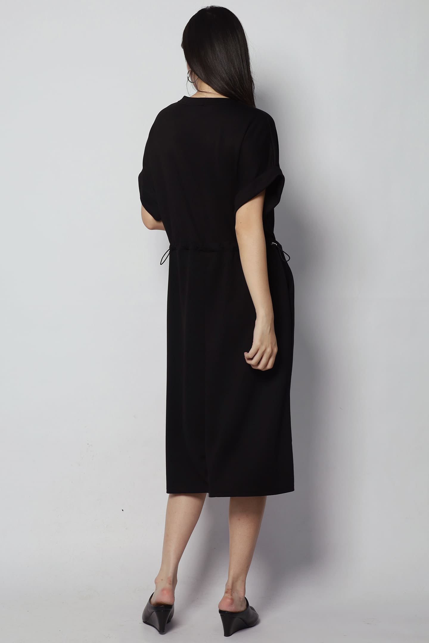 Harper Drawstring Dress in Black