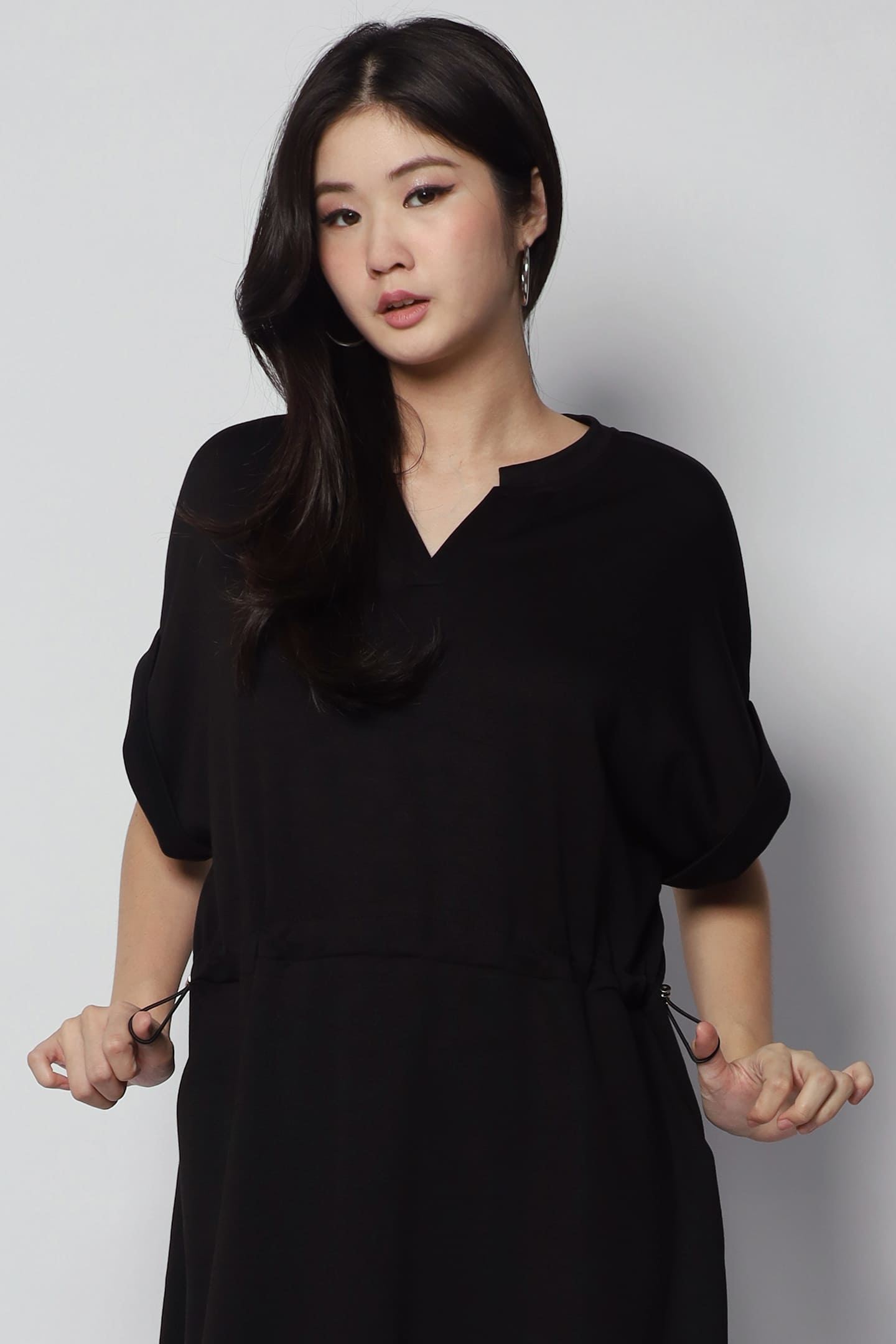 Harper Drawstring Dress in Black