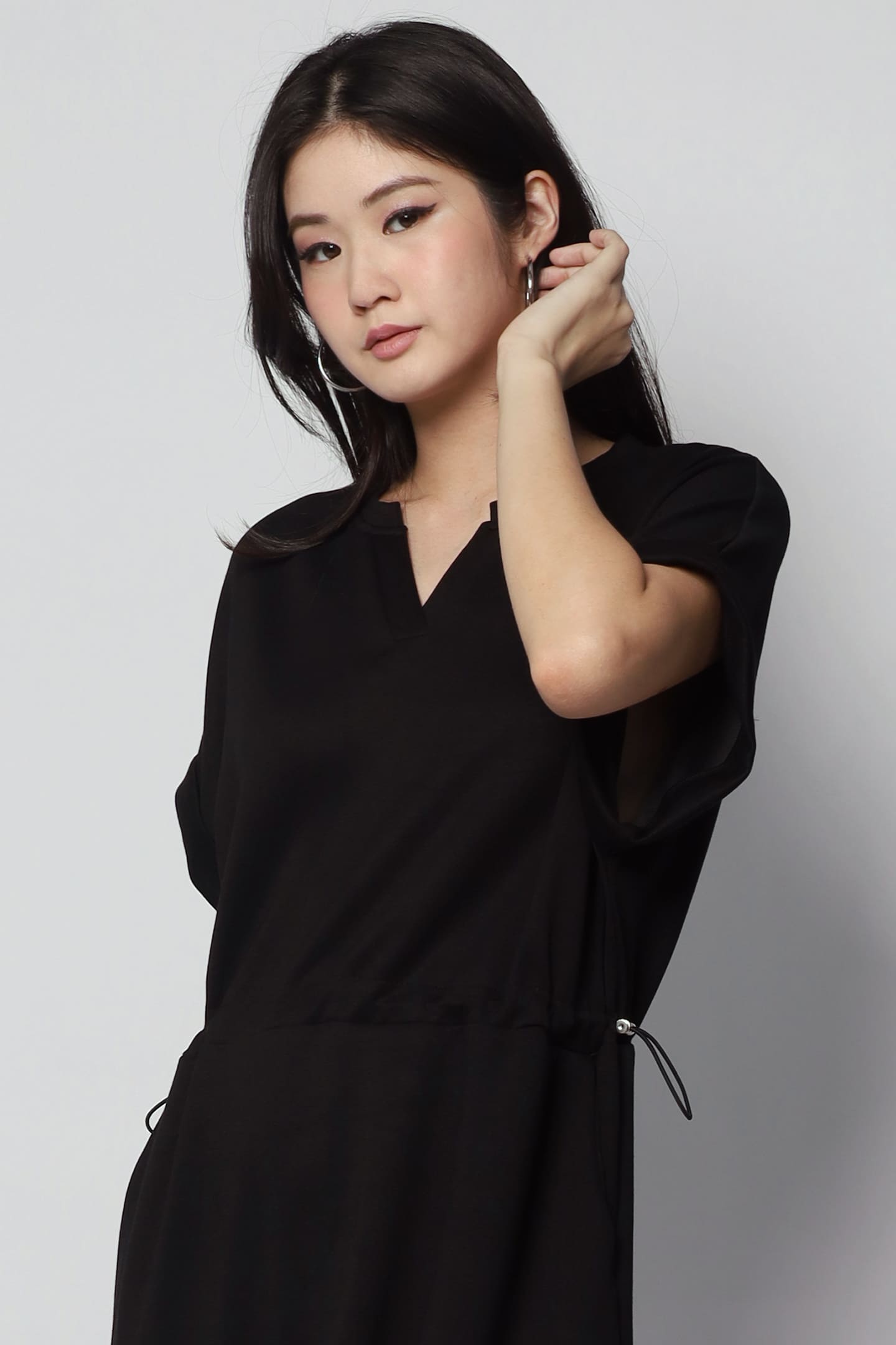 Harper Drawstring Dress in Black