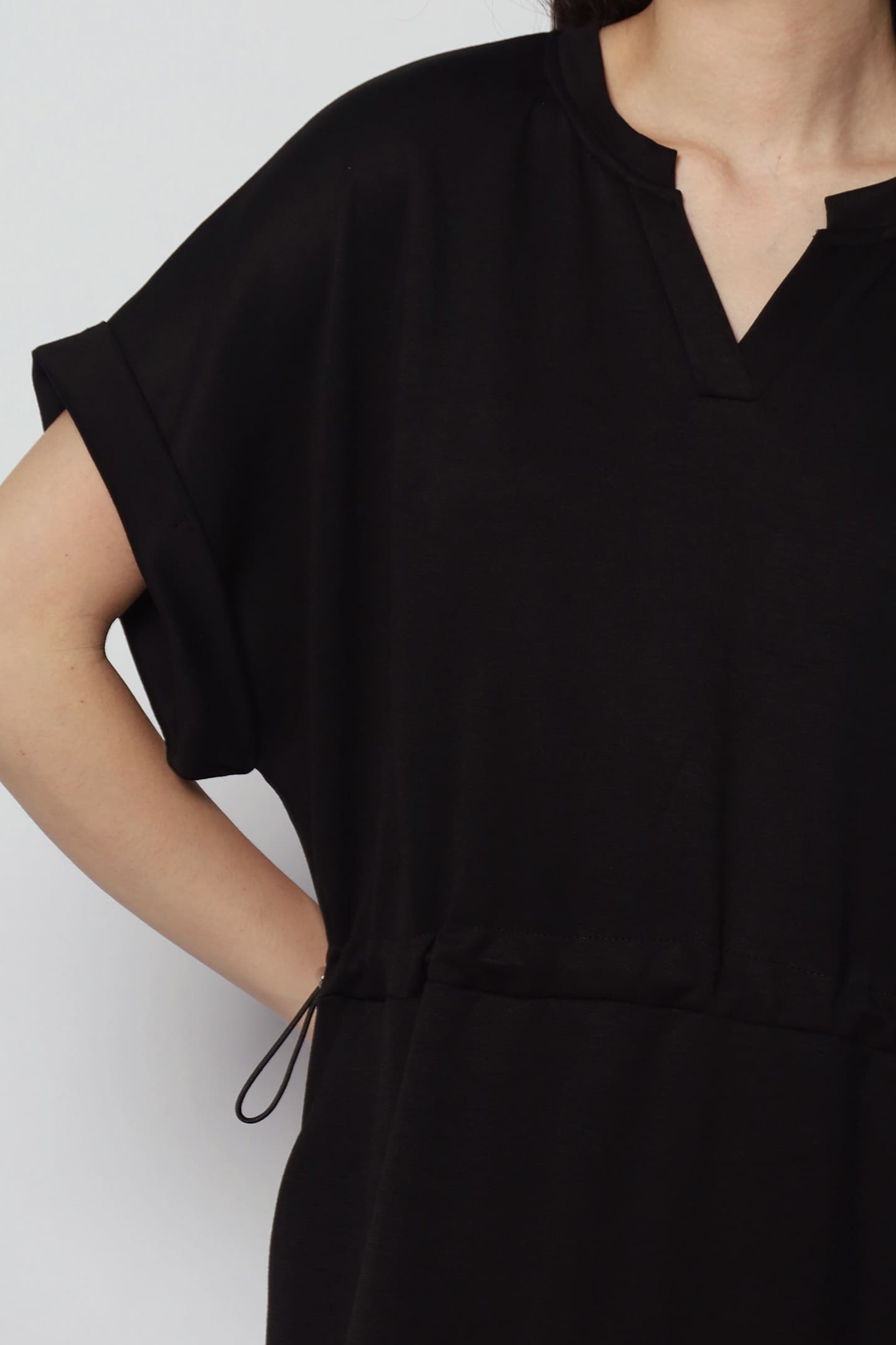 Harper Drawstring Dress in Black