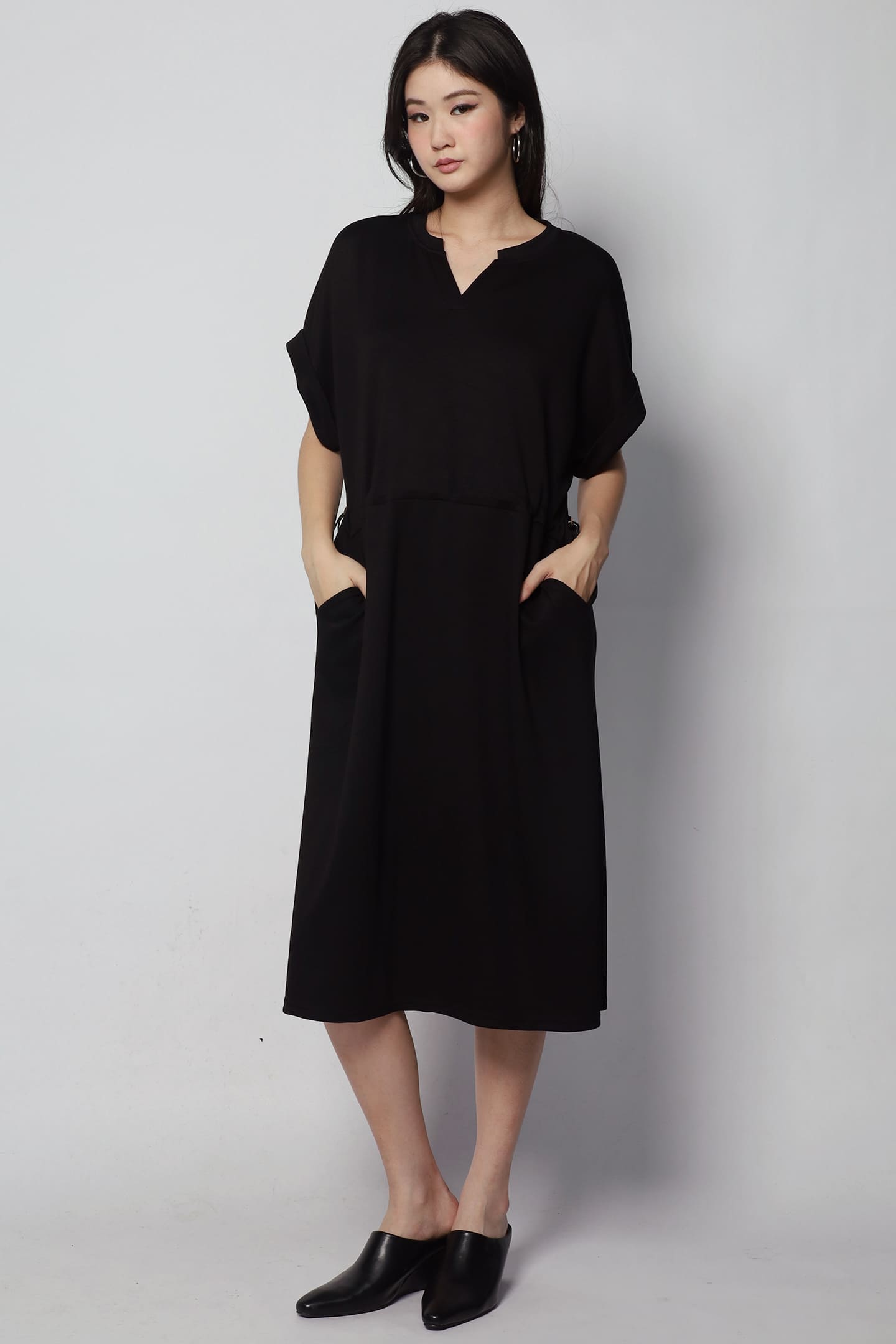 Harper Drawstring Dress in Black
