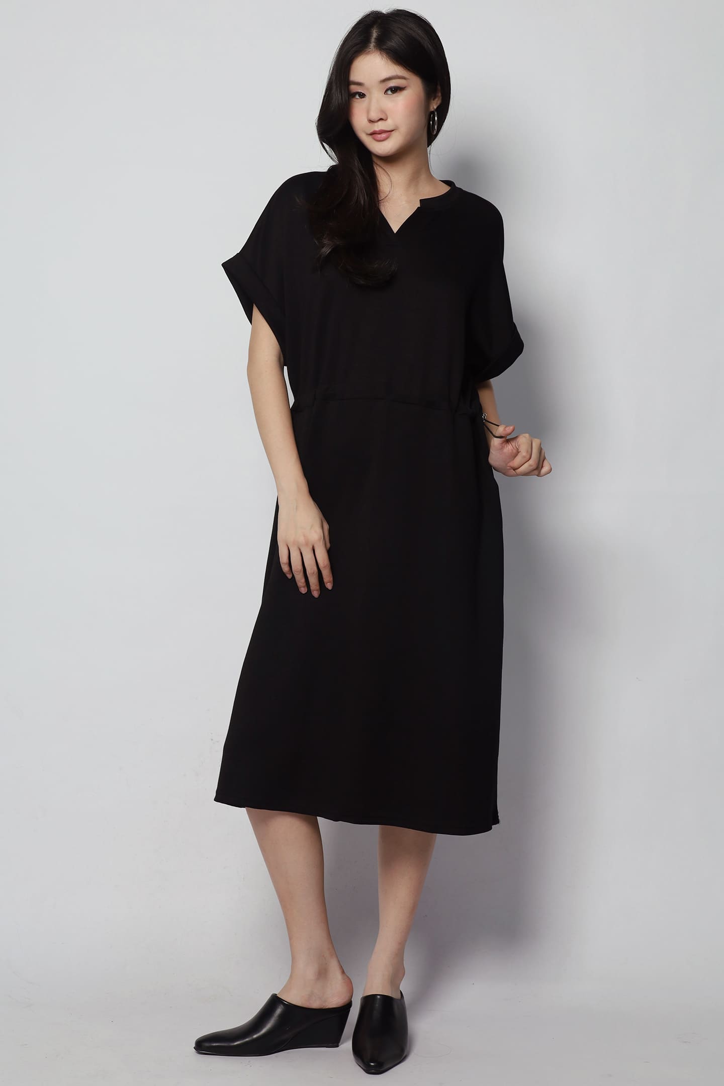 Harper Drawstring Dress in Black
