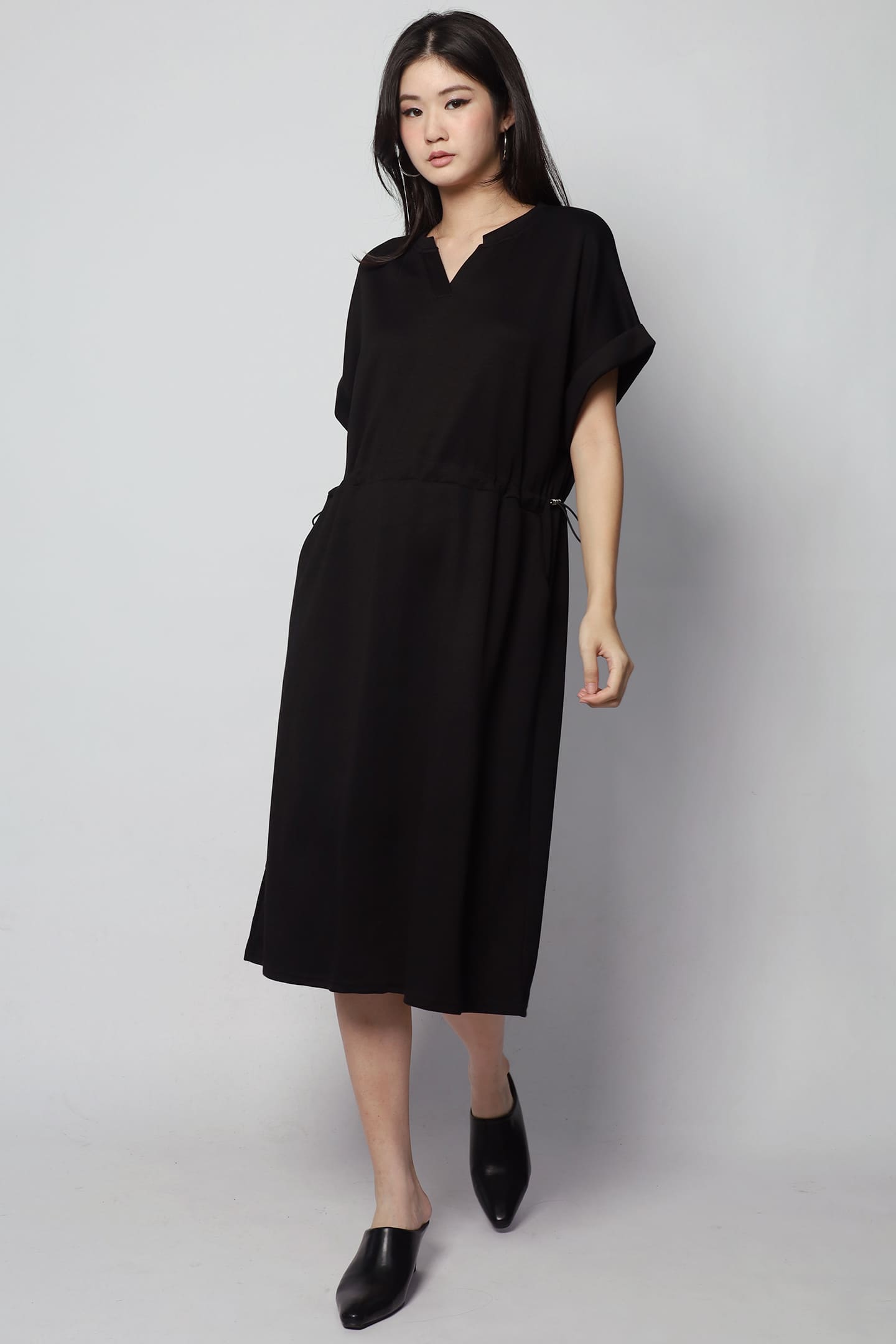 Harper Drawstring Dress in Black