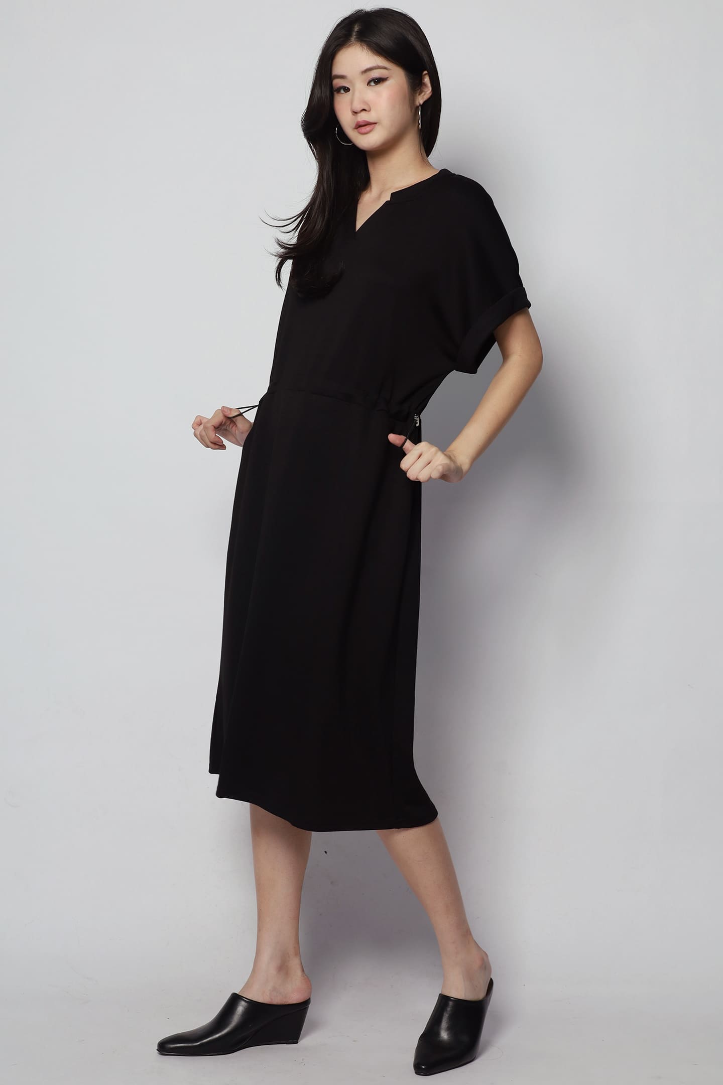 Harper Drawstring Dress in Black