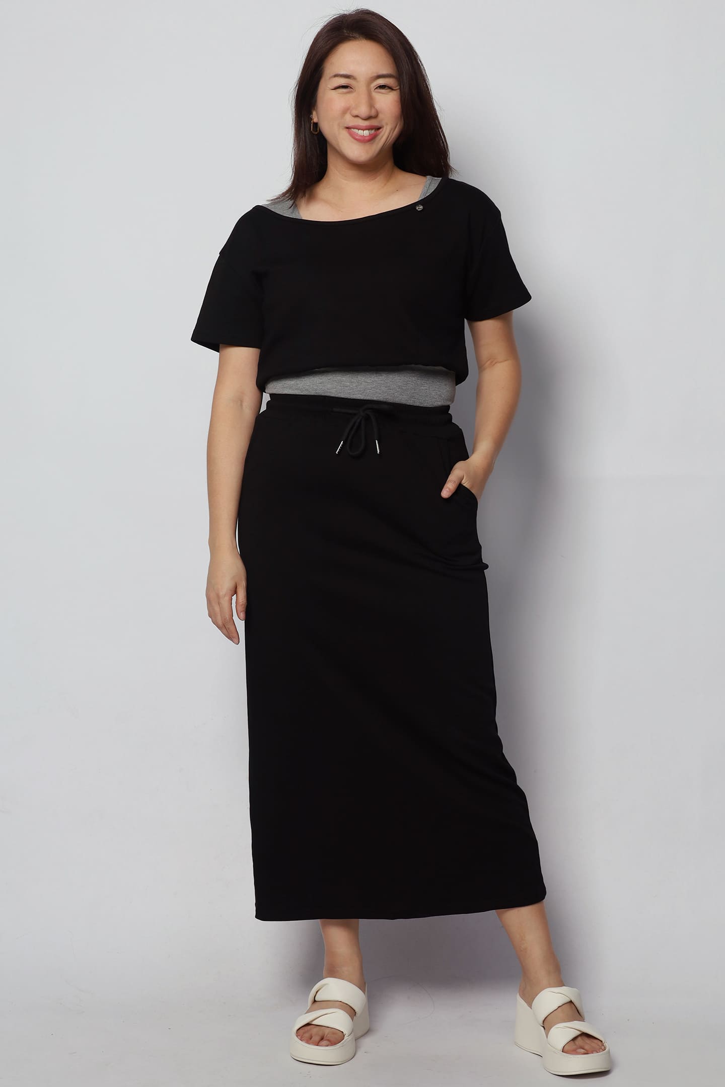 Holland 2 in 1 Top and Skirt Set in Black Grey
