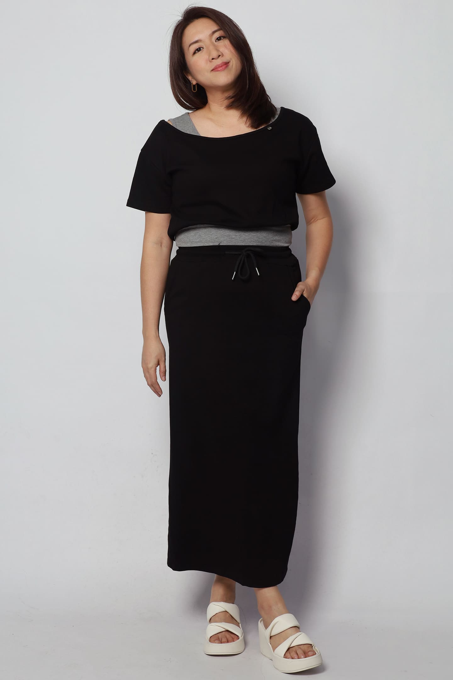 Holland 2 in 1 Top and Skirt Set in Black Grey