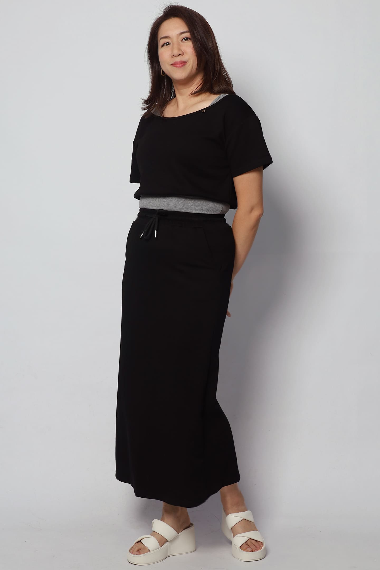 Holland 2 in 1 Top and Skirt Set in Black Grey