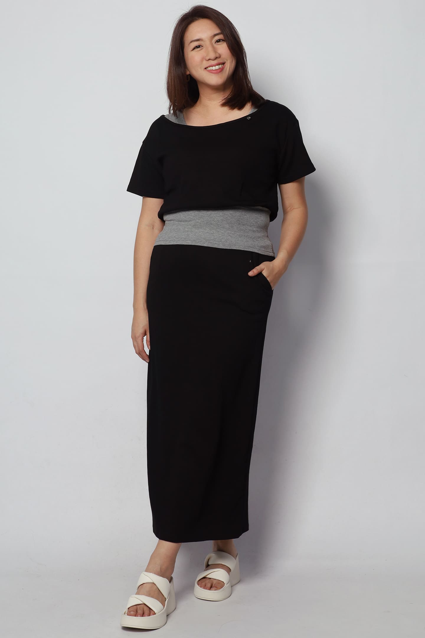 Holland 2 in 1 Top and Skirt Set in Black Grey