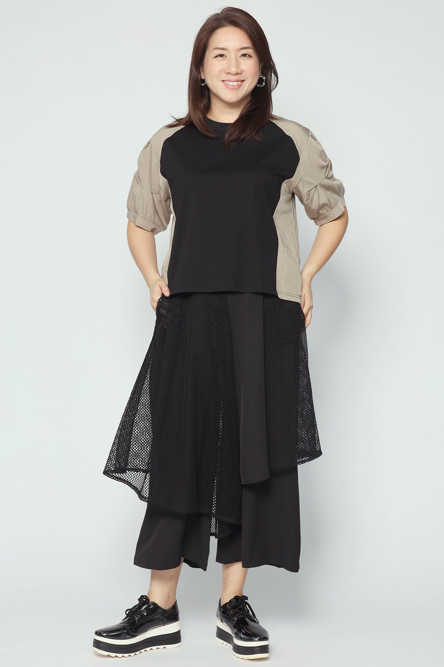 Ida Colourblock Top in Khaki