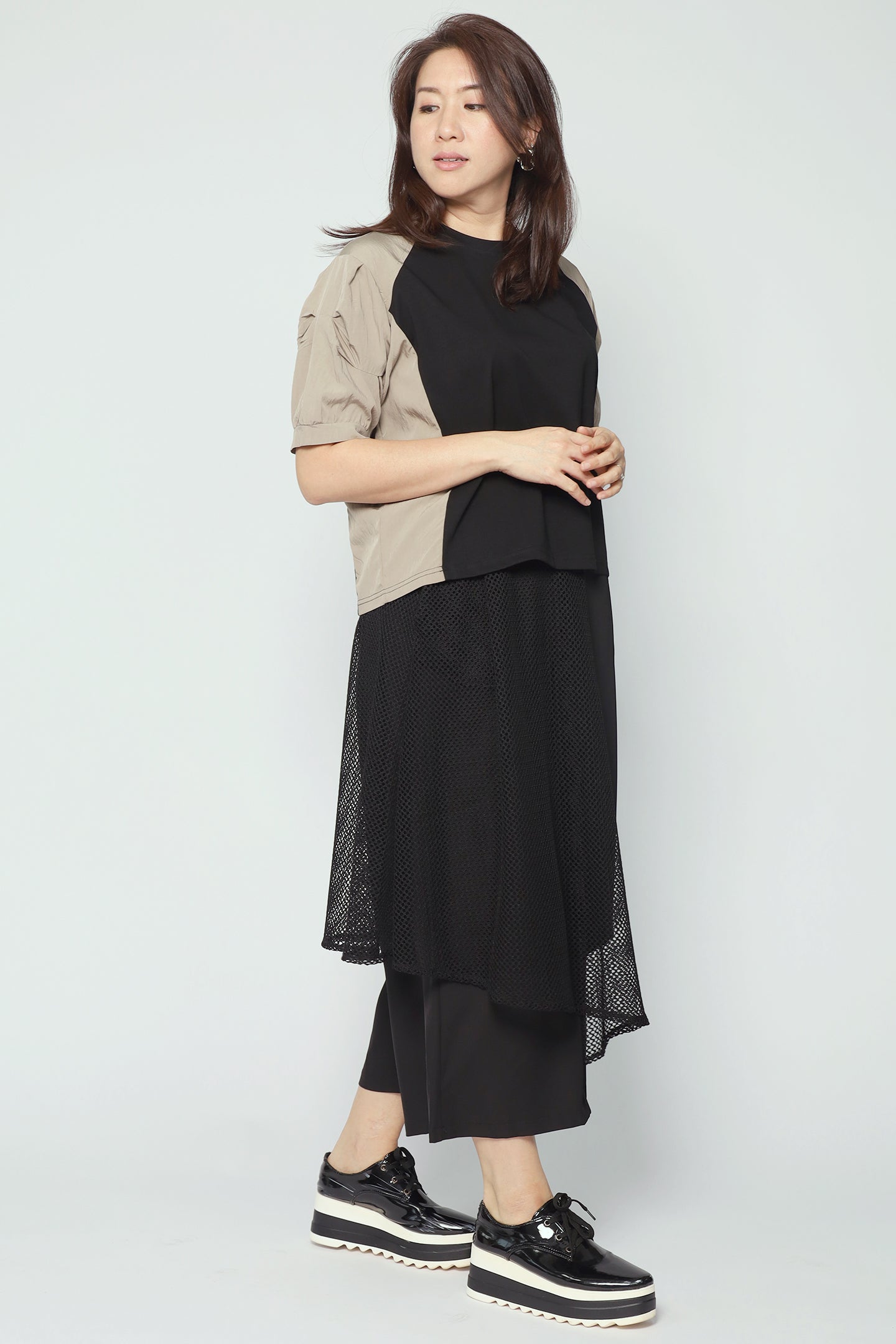 Ida Colourblock Top in Khaki