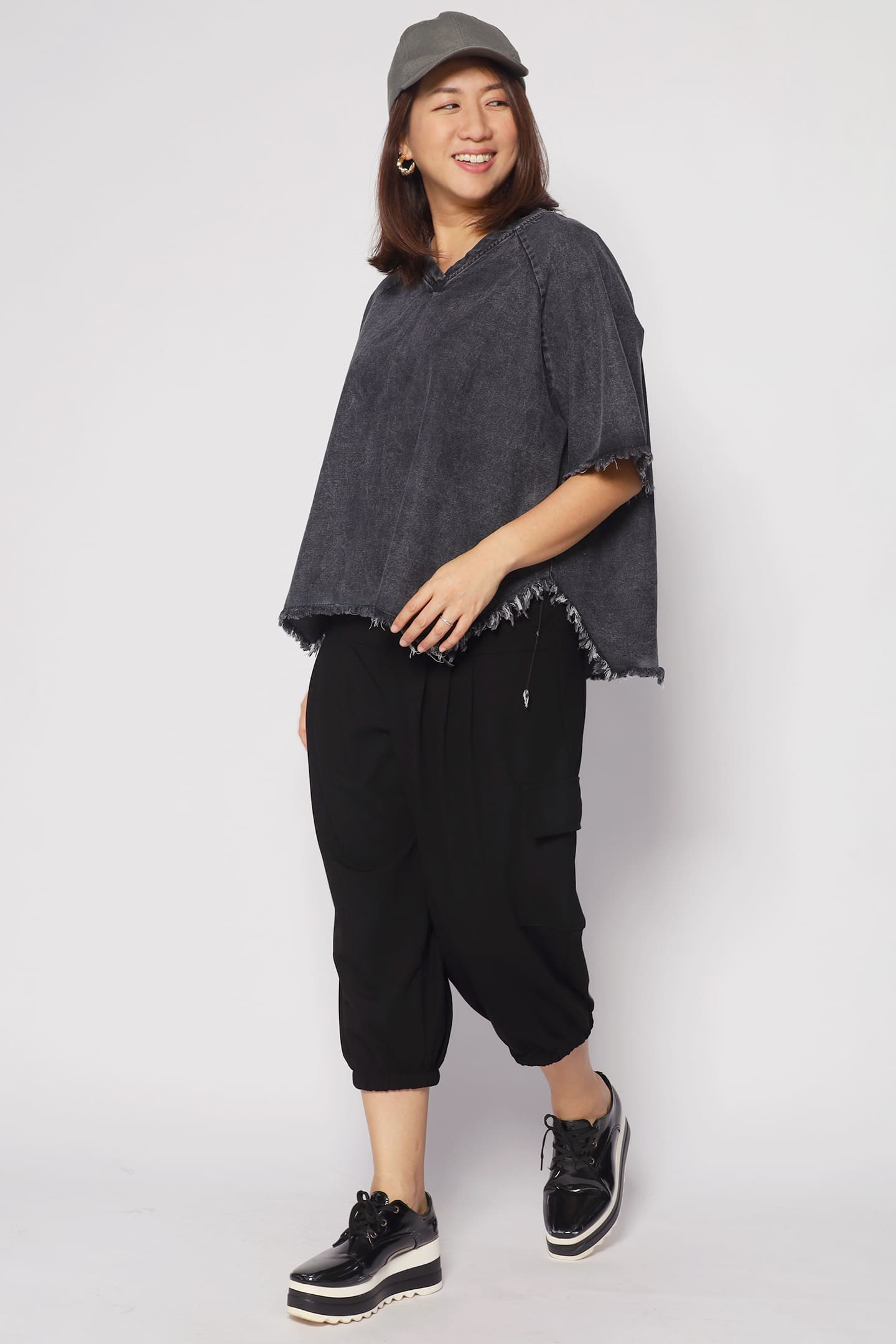 PO - Johan Fringe Top in Black Denim