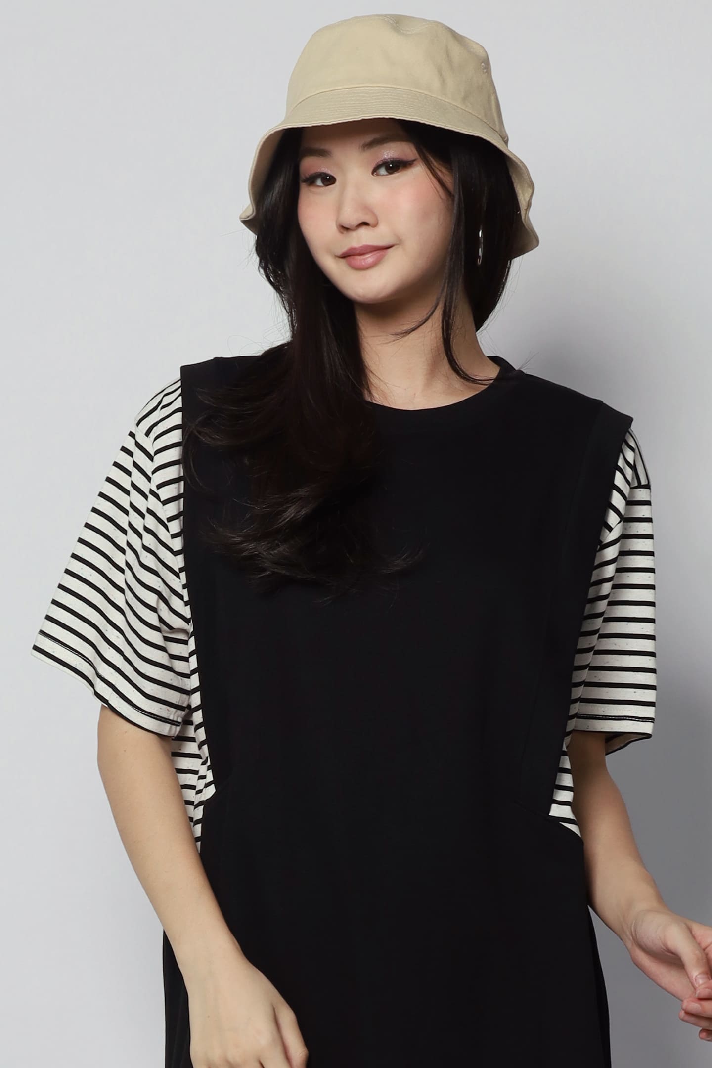 Jonnie Stripes Dress in Black