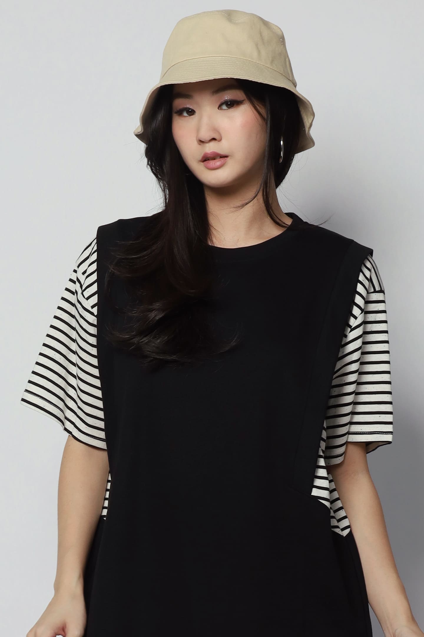 Jonnie Stripes Dress in Black