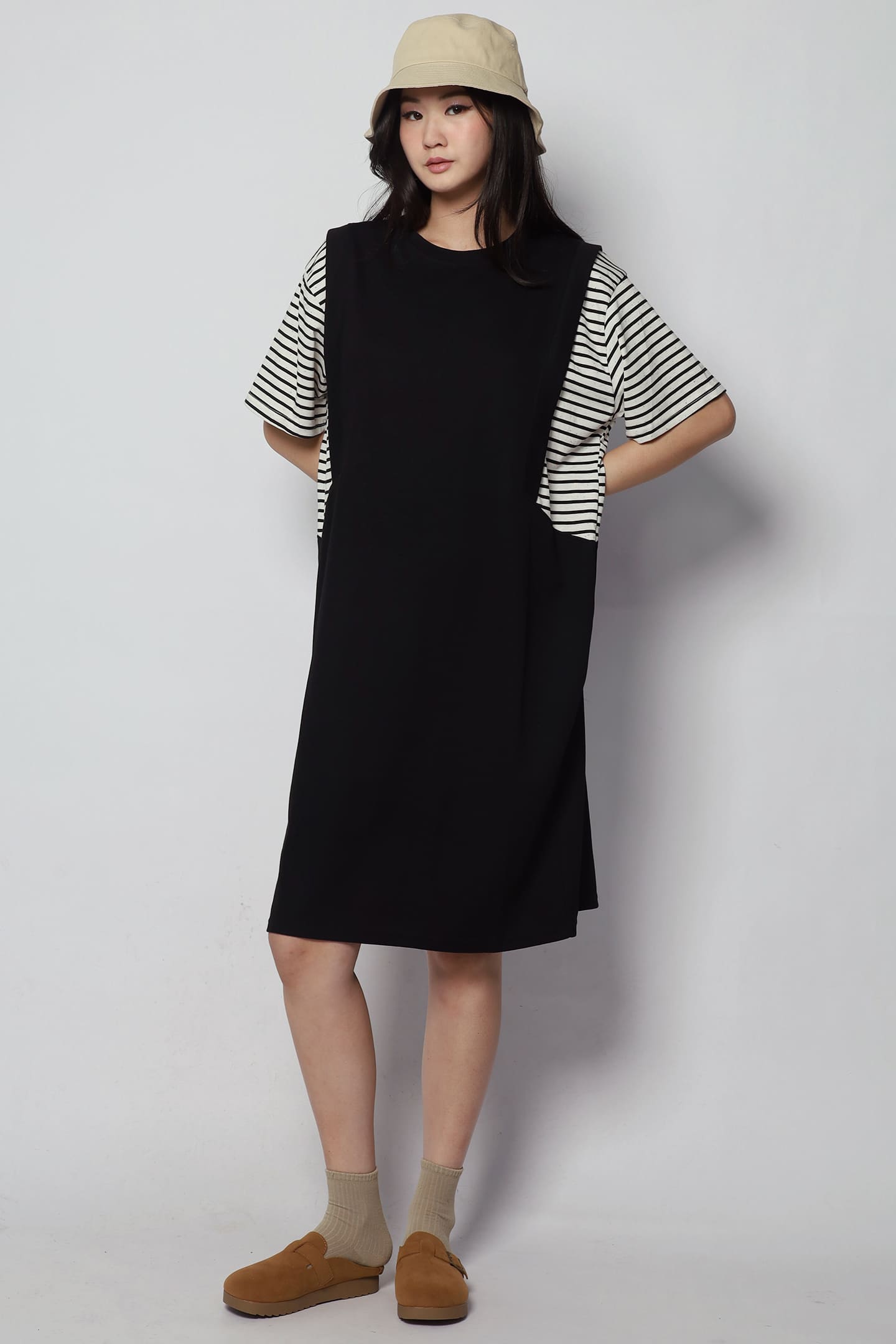 Jonnie Stripes Dress in Black