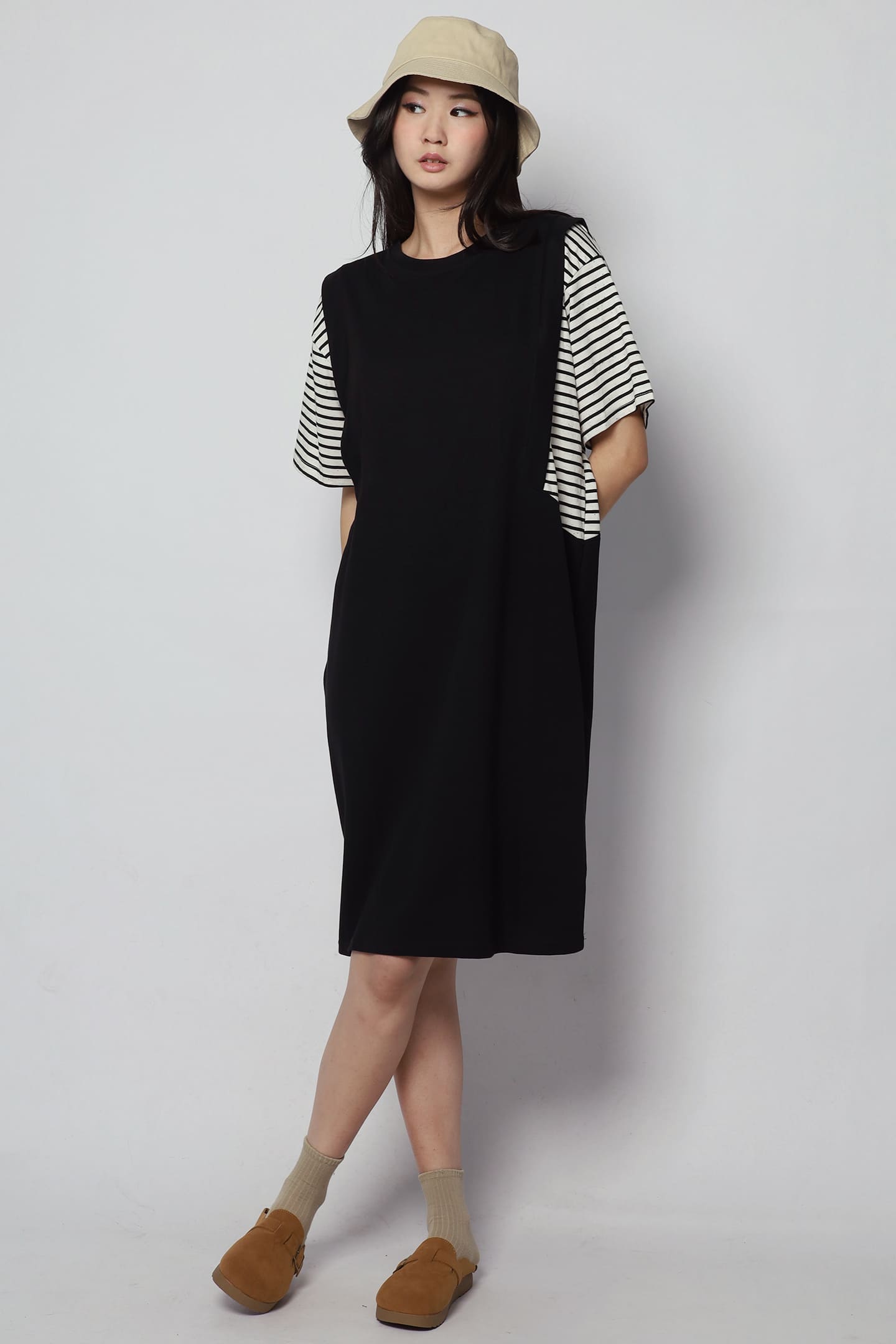 Jonnie Stripes Dress in Black