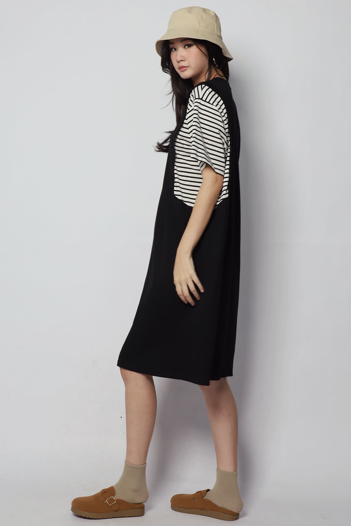 Jonnie Stripes Dress in Black