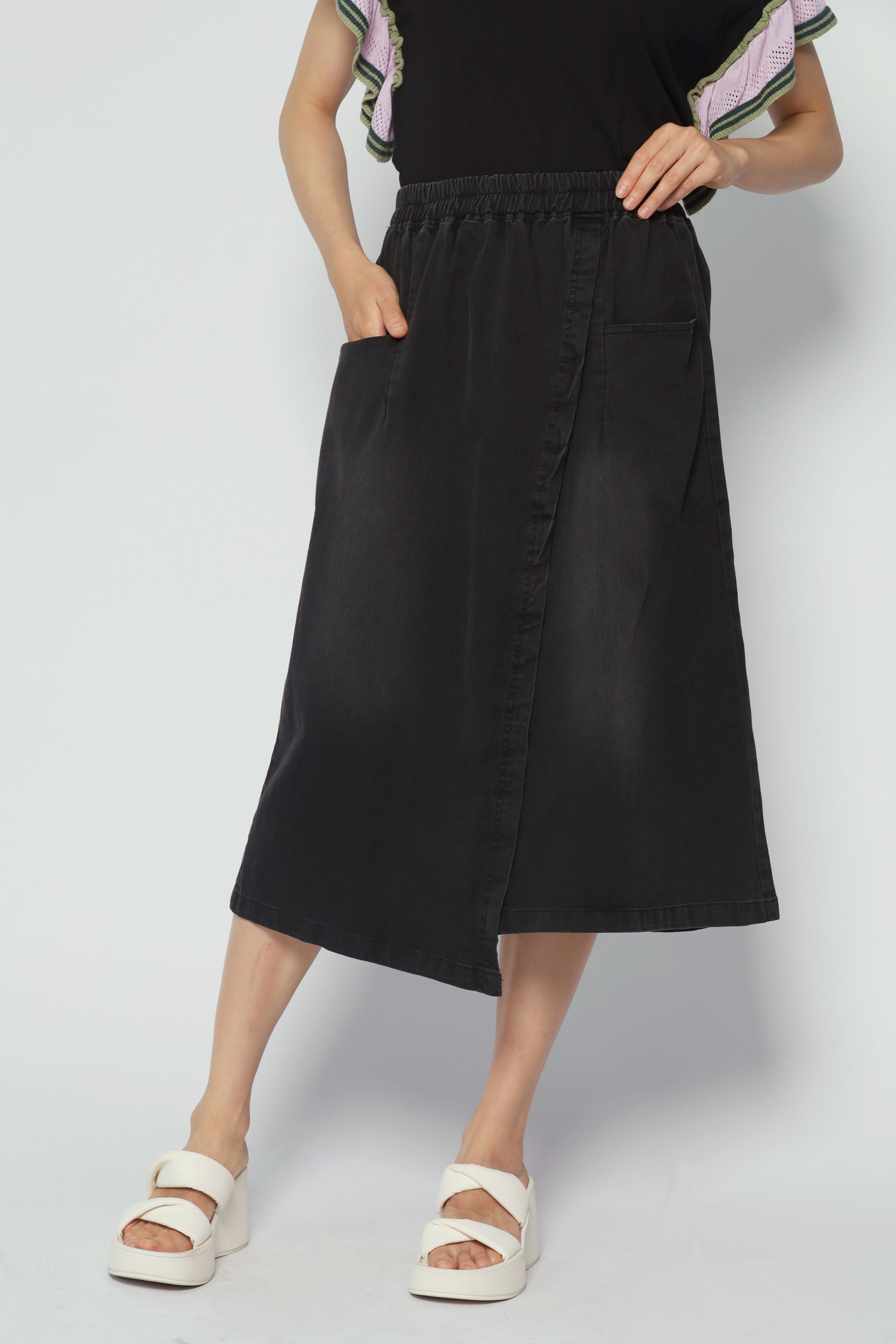 Karla Skirt in Black Denim