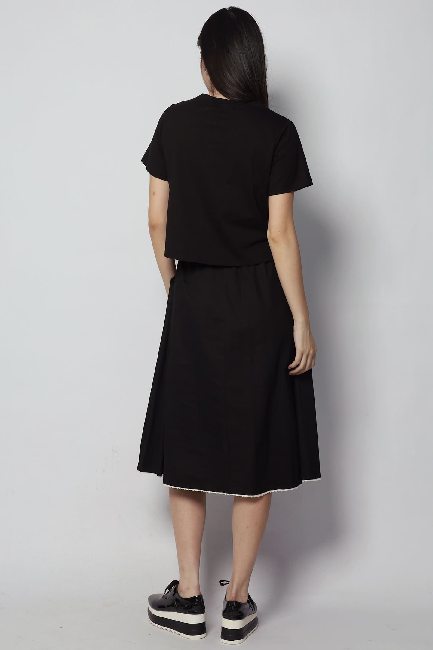 Khai Crochet Trimming Dress in Black