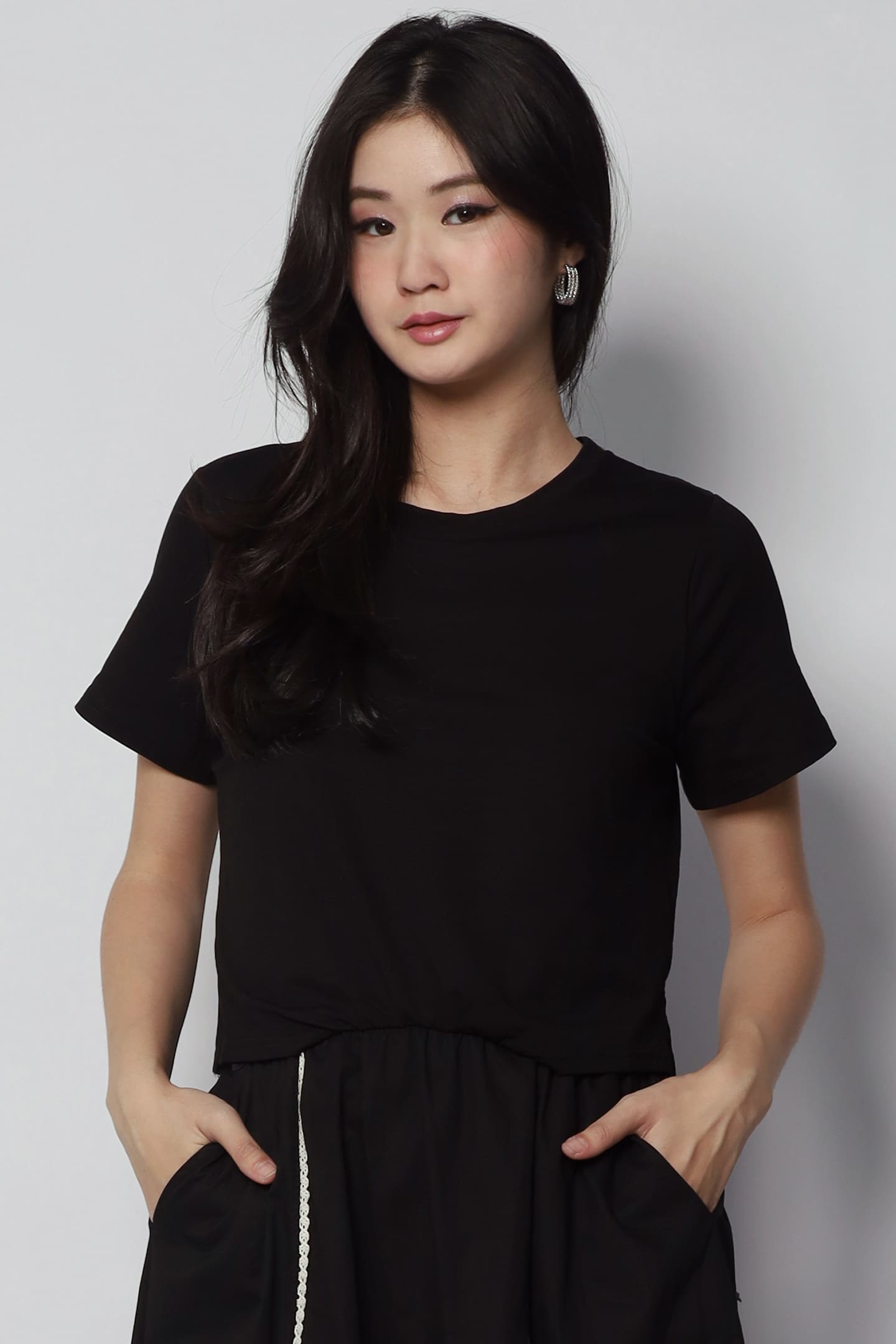 Khai Crochet Trimming Dress in Black