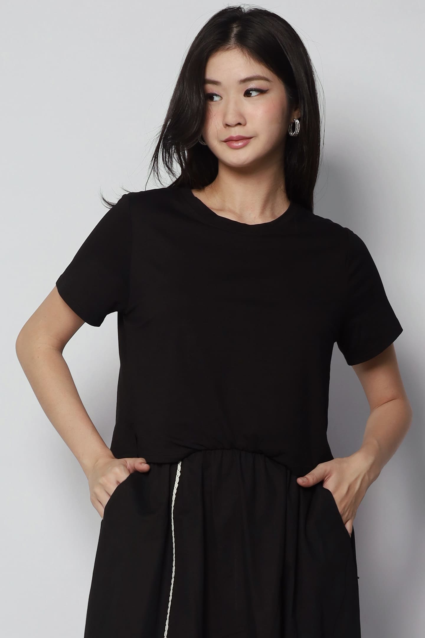Khai Crochet Trimming Dress in Black
