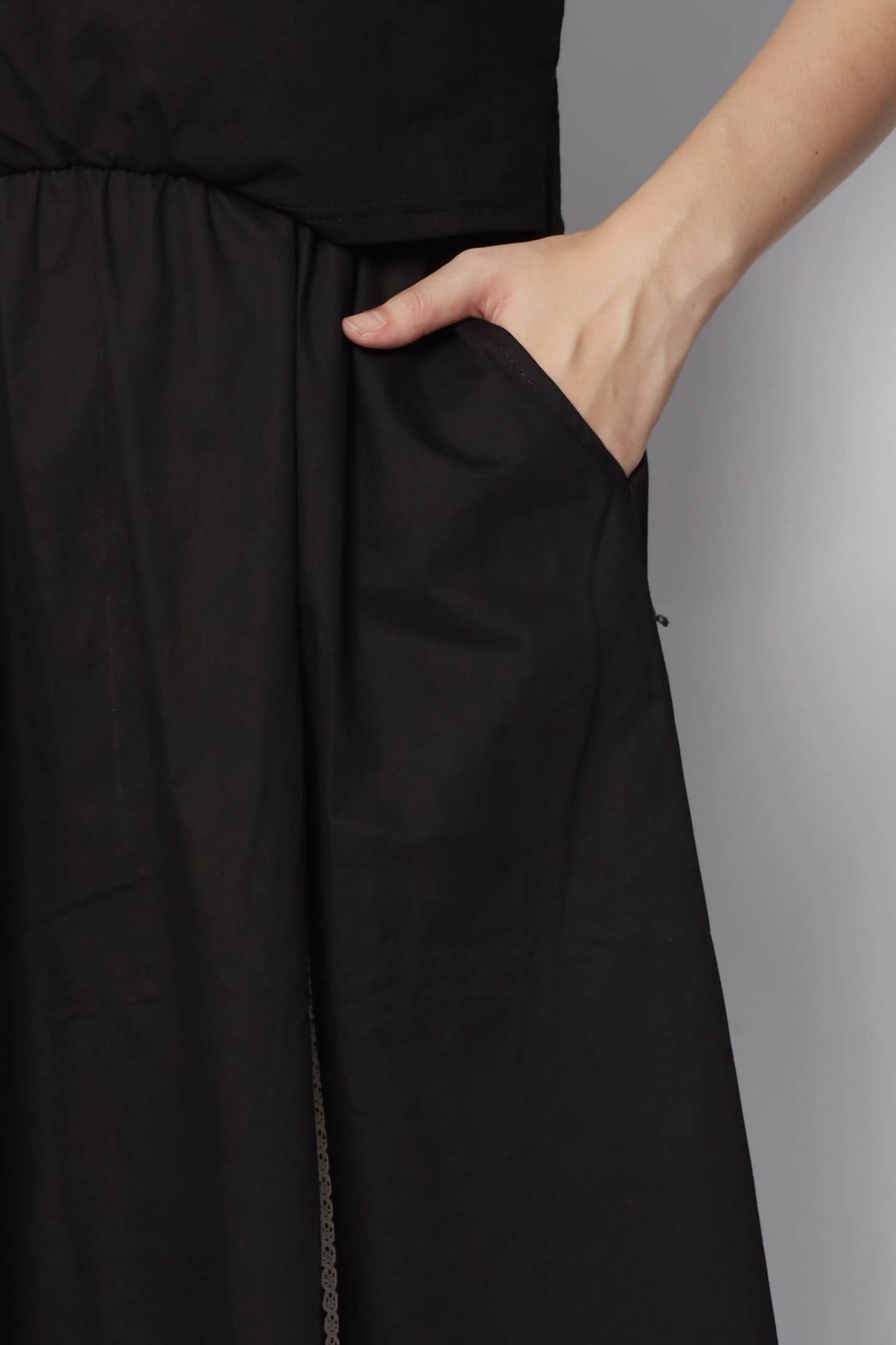 Khai Crochet Trimming Dress in Black