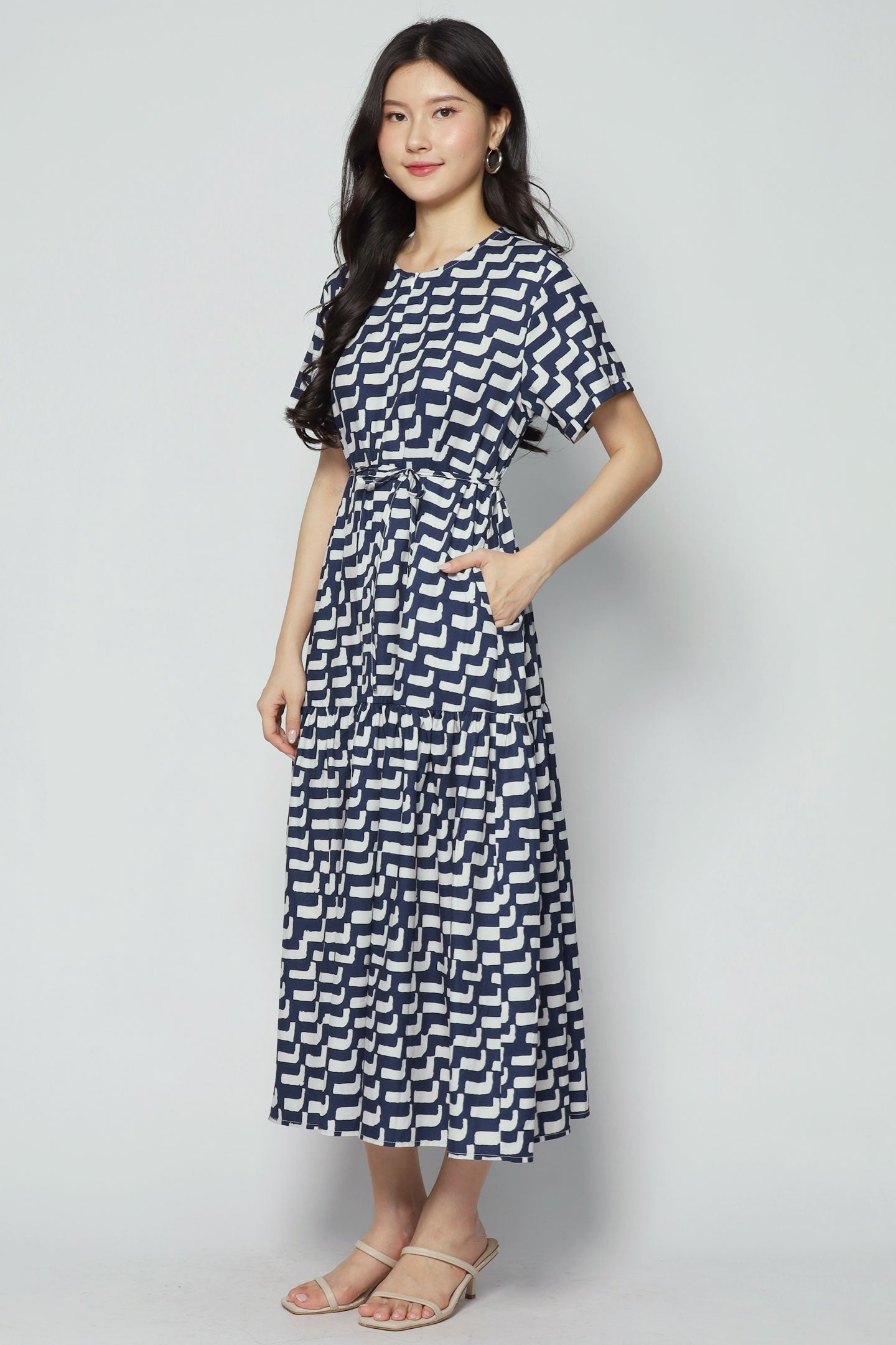 Komy Dress in Blue Lines
