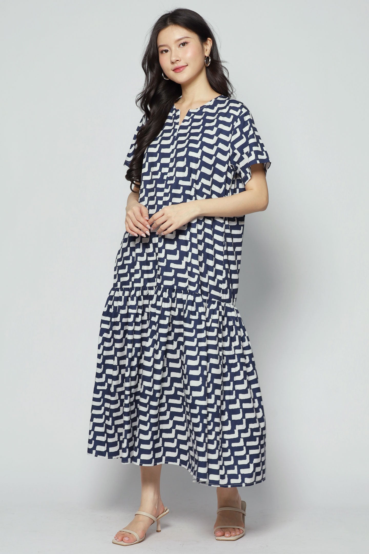 Komy Dress in Blue Lines