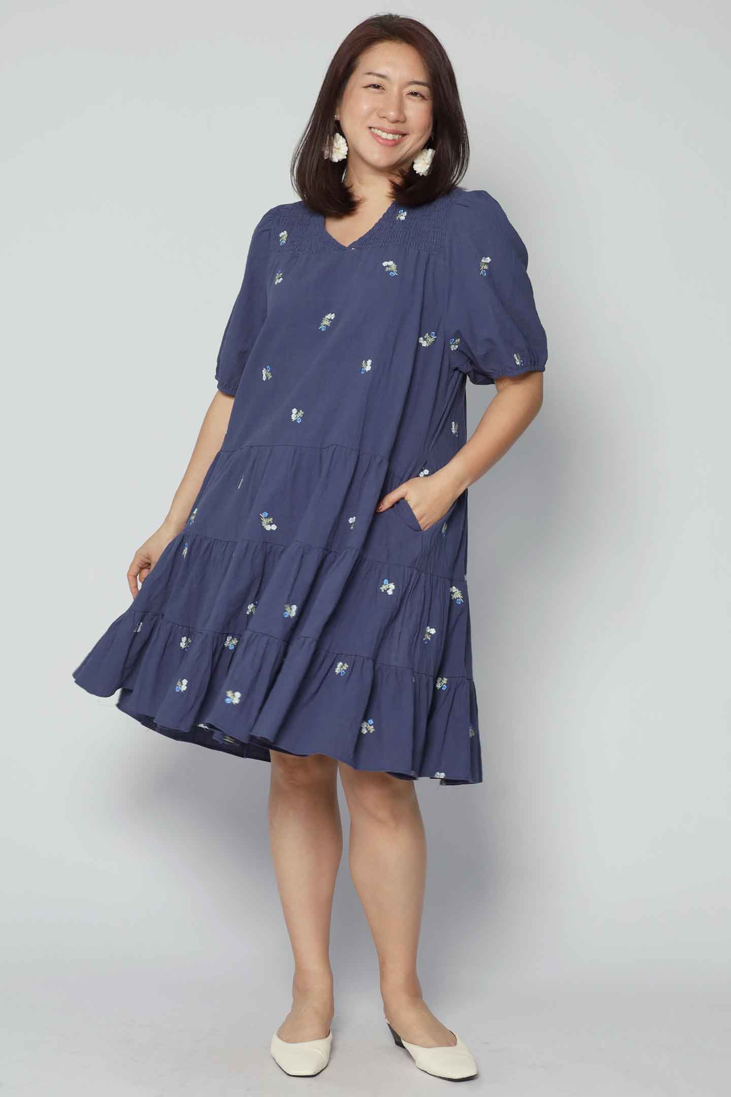 Melbourne Dress in Sapphire Buds