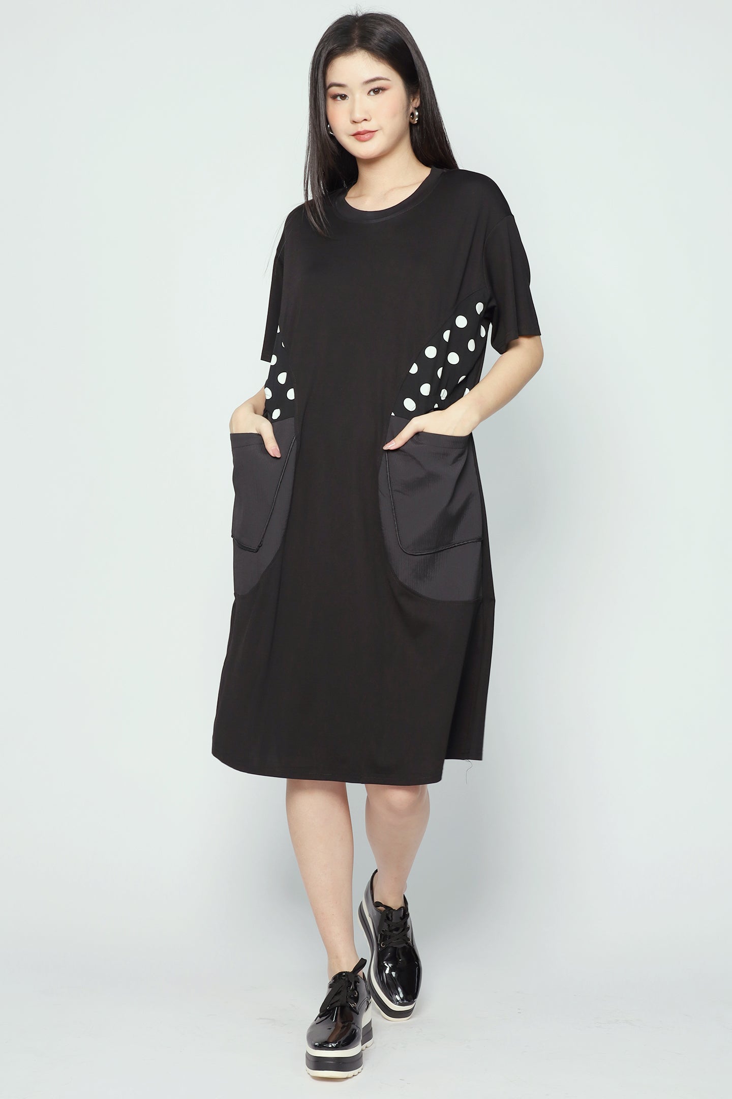 Norish Polkadot Dress in Black
