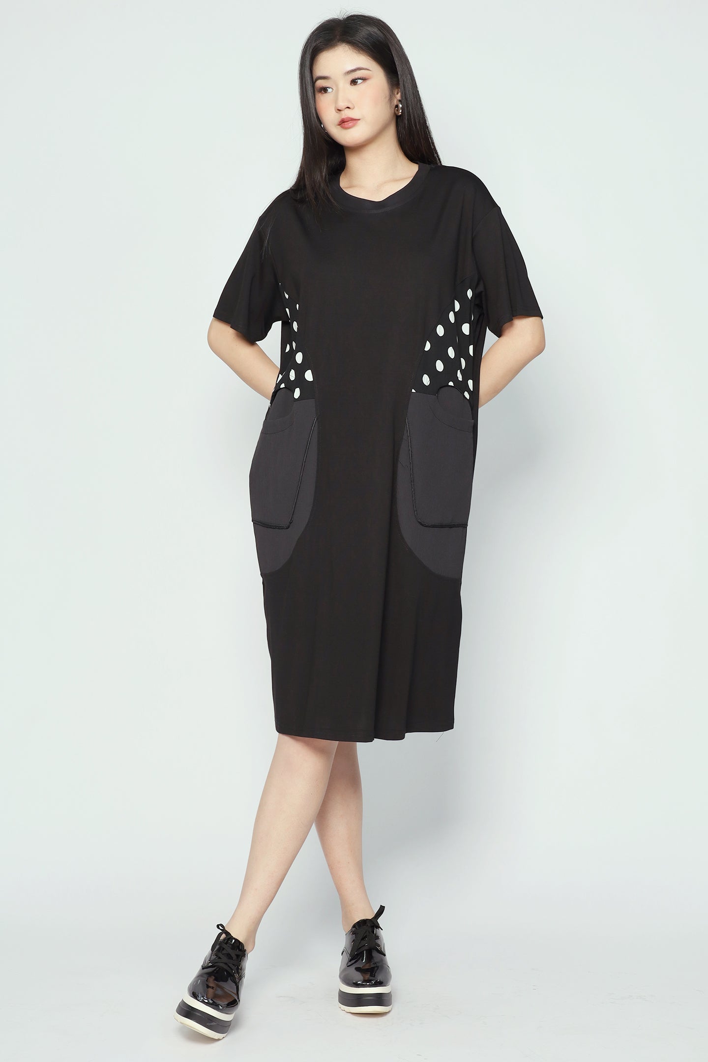 Norish Polkadot Dress in Black