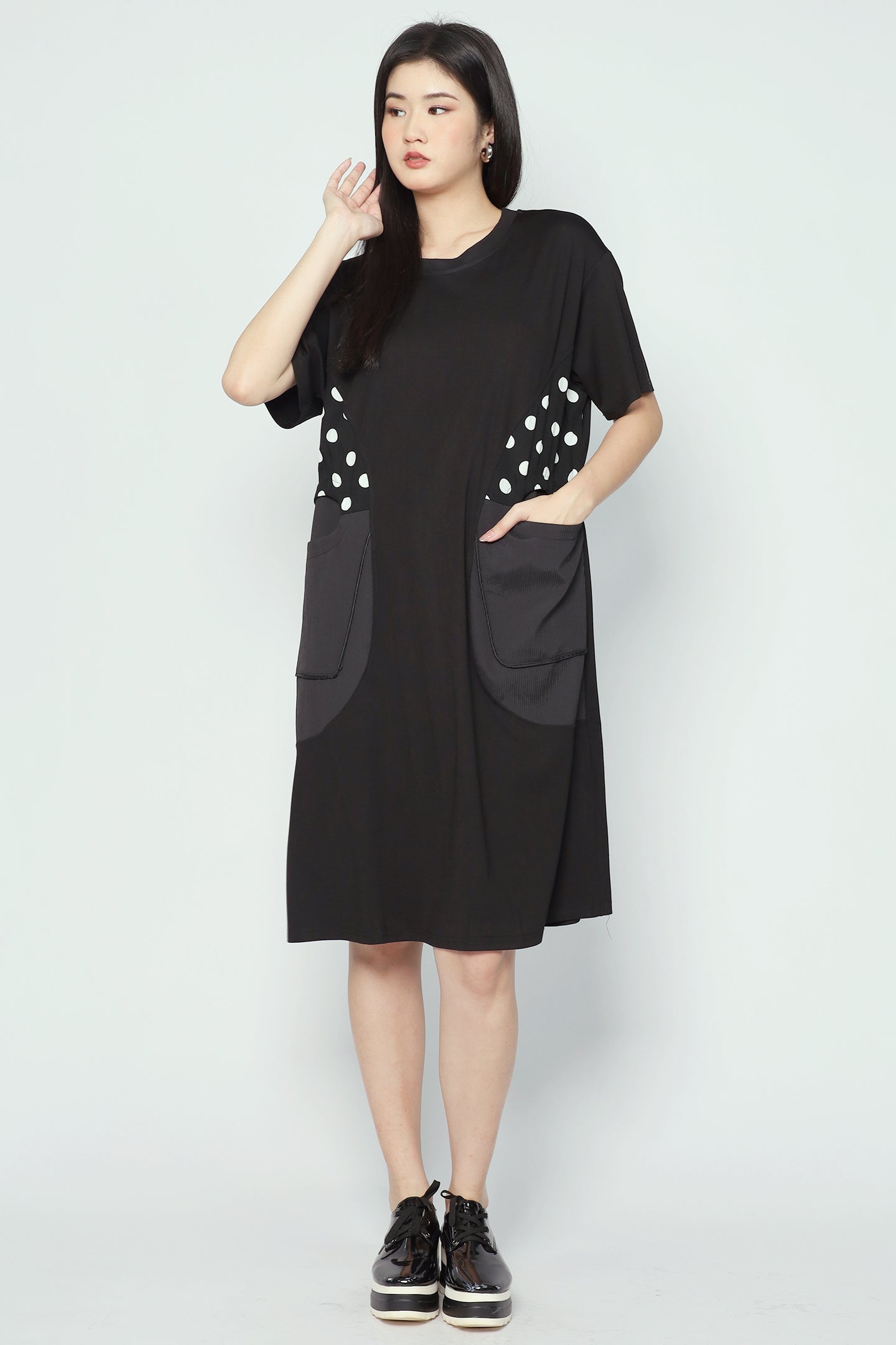 Norish Polkadot Dress in Black